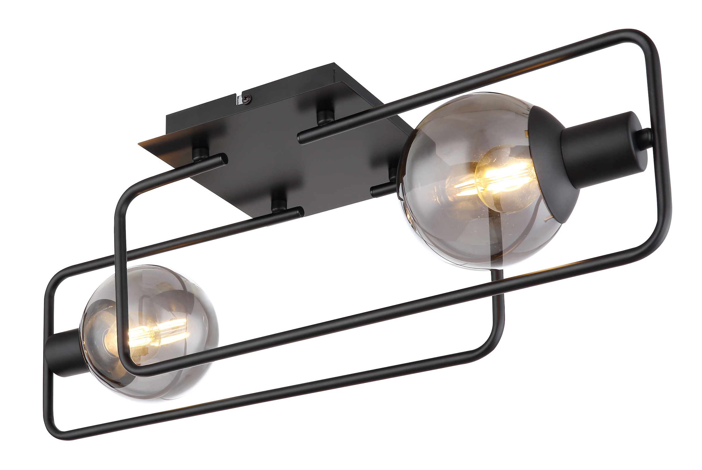GLOBO LIGHTING Deckenleuchte »BLAMA«, Leuchtmittel E14 | ohne Leuchtmittel, Deckenlampe/Glas rauchfarben/LxBxH: 610x230x190mm