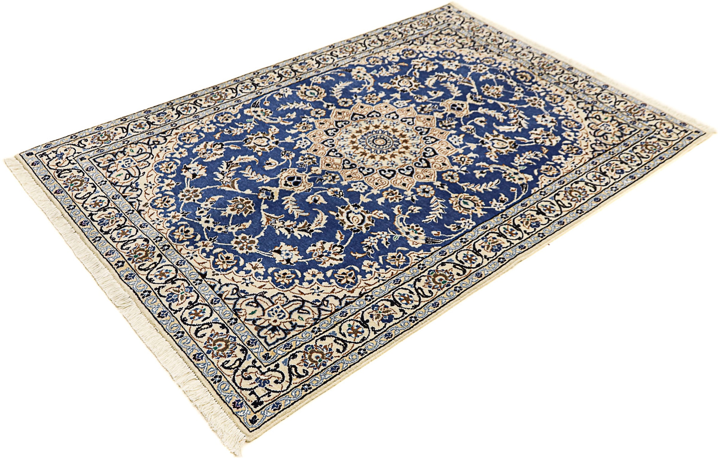 morgenland Orientteppich "Perser - Nain - Royal - 172 x 114 cm - blau", rechteckig, 10 mm Höhe, Wohnzimmer, Handgeknüpft