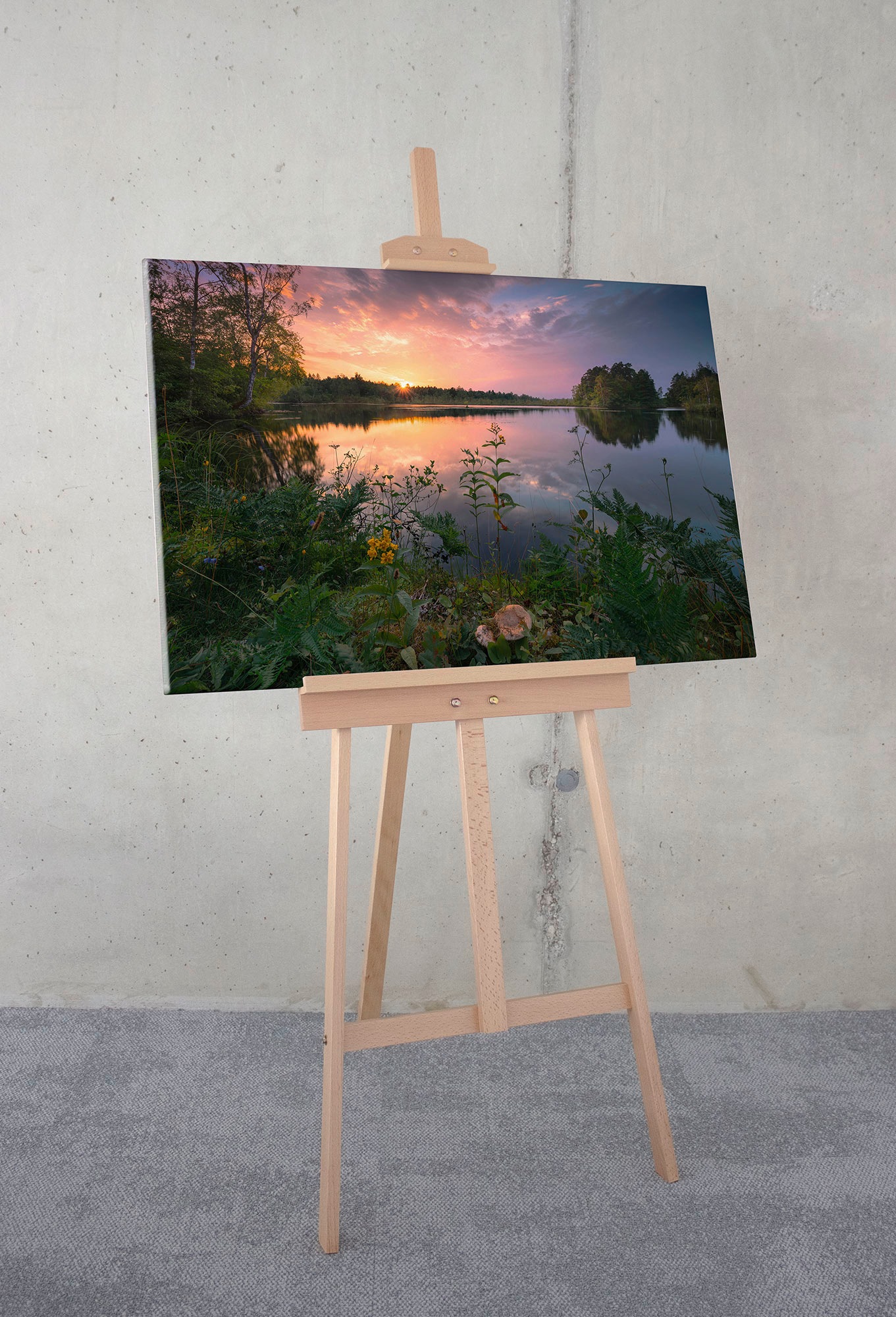 Komar Leinwandbild »Abends in Schweden - Größe 90 x 60 cm«, Baum-Blätter-Natur-Berge-Blumen-Foto-Jahreszeiten-Landschaft-Meer-Strand-Palmen, (Packung, 1 St.), Keilrahmenbild mi Echtholzrahmen