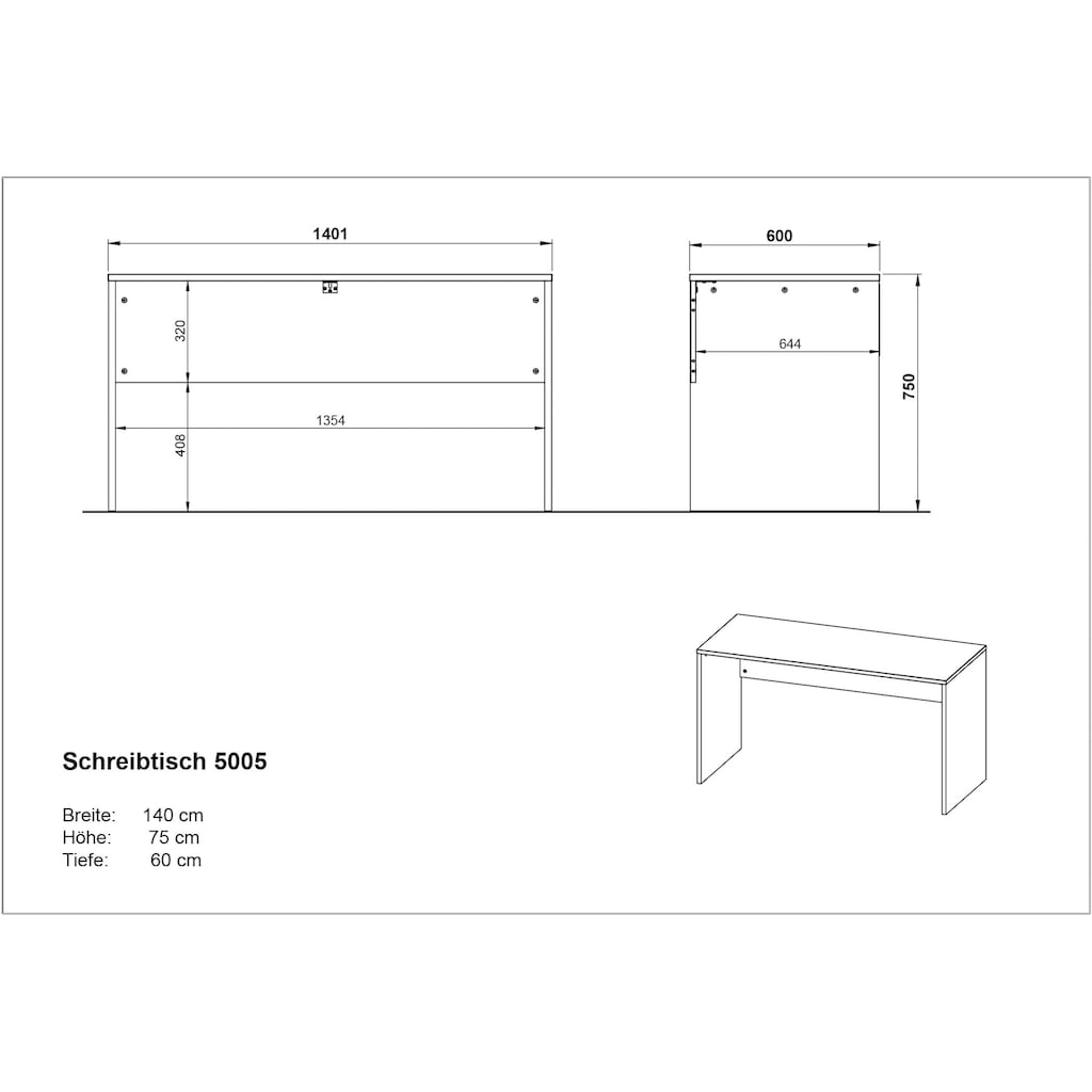 andas Büromöbel-Set »Njavve bestehend aus Wangenschreibtisch«, (2 tlg.)