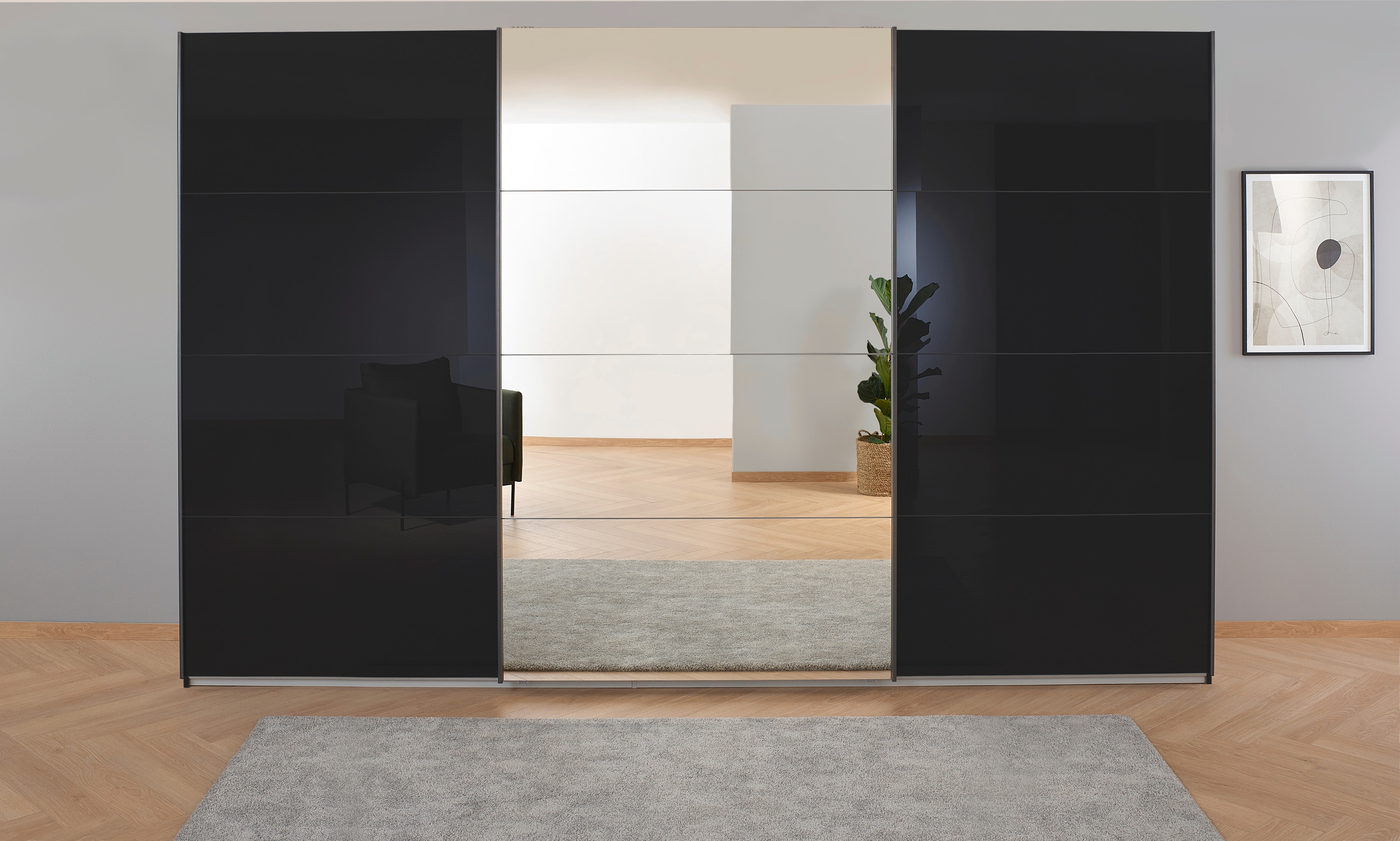 OTTO home "Mehrzweckschrank Aktenschrank Möbel Mietswohnung Schlafzimmer KOLUNA" 3 Ausstattungen BASIC/CLASSIC/PREMIUM (inkl. SOFT-CLOSE-FUNKTION), Breiten 203/271/315/360 cm Höhen 210/229 Glas-Front MADE IN GERMANY