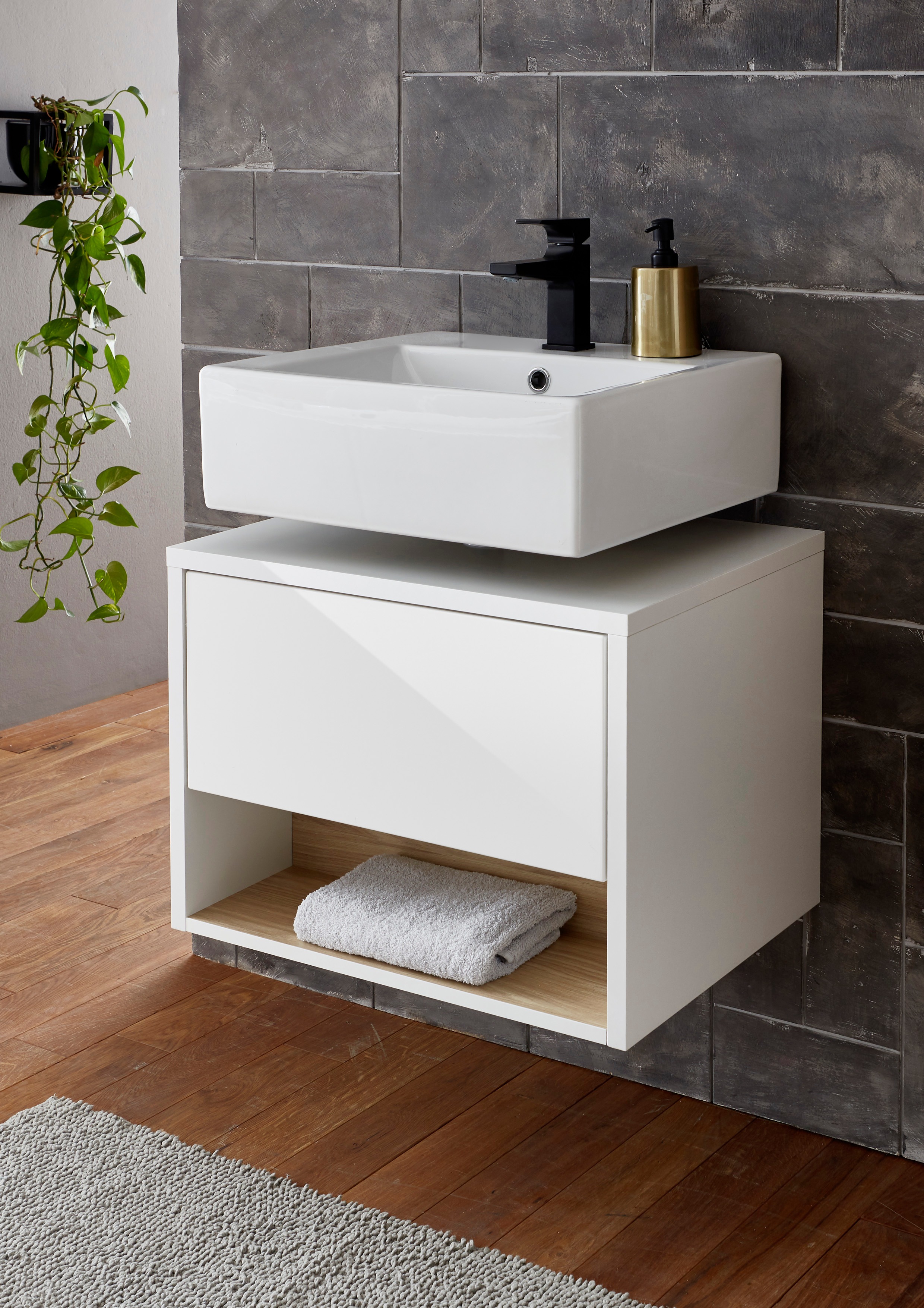 Thumbnail - PLACES OF STYLE Badmöbel-Set "Studio Line, Bad im modernen Design, 3-teiliges Badezimmer" 3 Stk. tlg. Schrank, Unterschr...