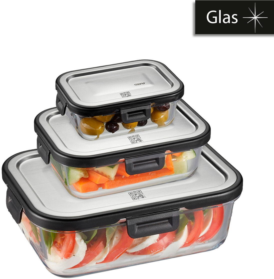 GEFU Frischhaltedose "MILO" Set, 3 Frischhaltegläser, 3 Deckel, 6 tlg. rech günstig online kaufen