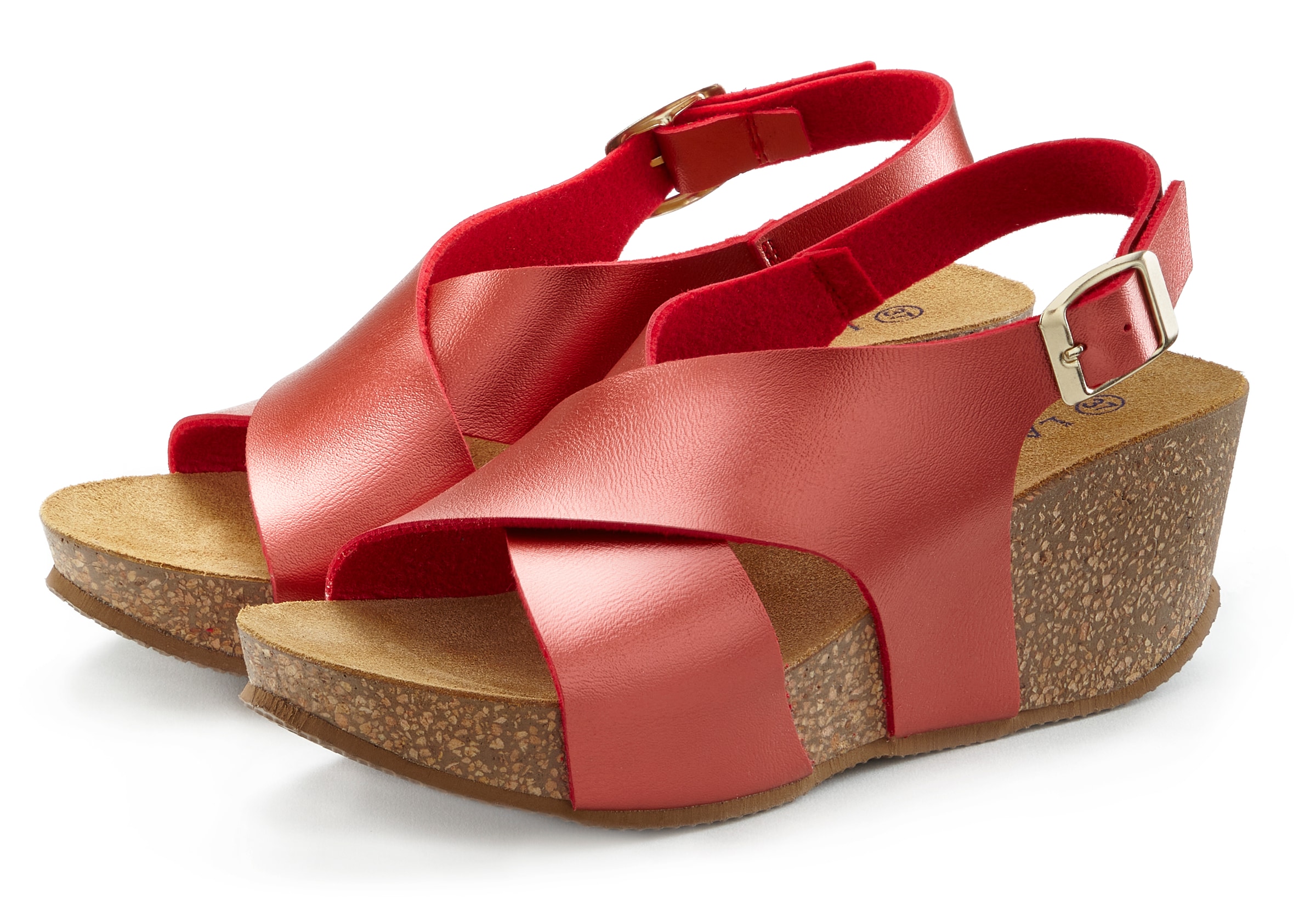 Sandalette, Sommerschuh mit Keilabsatz und Korkfußbett