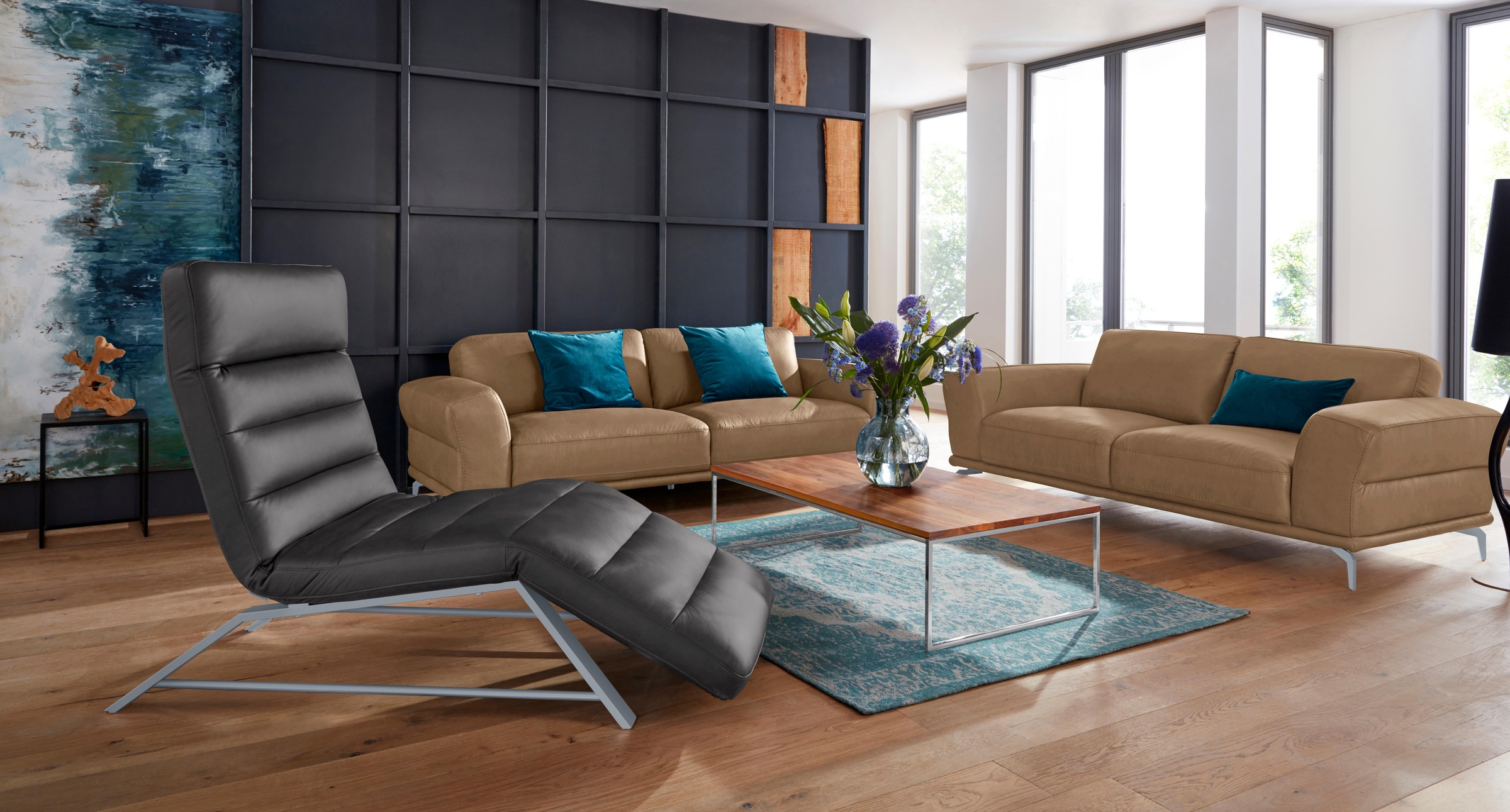W.SCHILLIG 2,5-Sitzer »montanaa«, mit Metallfüßen in Silber matt, Breite 212 cm