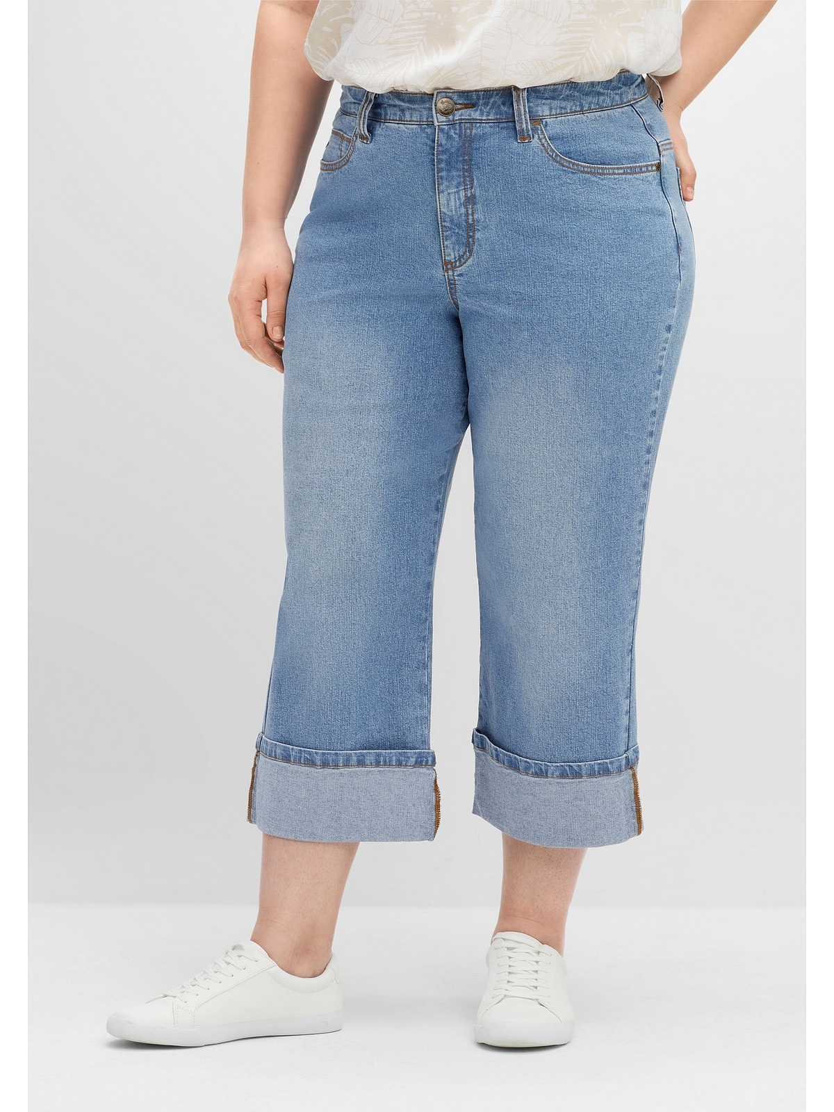 Sheego 3/4-Jeans "Große Größen", mit weiter Beinform im Dad-Stil