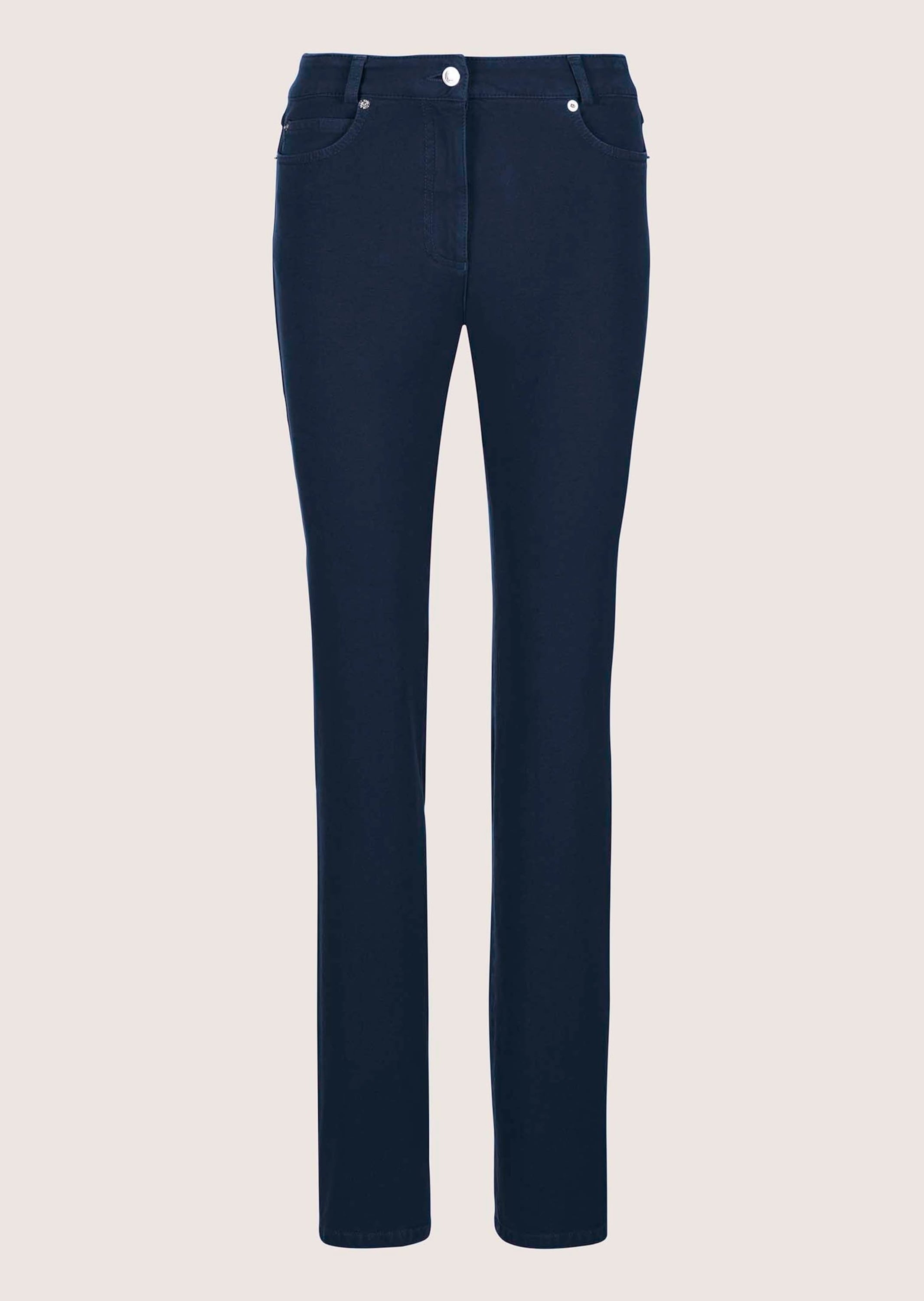 MADELEINE Regular-fit-Jeans "Denimhose Schmale Jeans im Five-Pocket-Style" Mit "M"-Stickerei auf der Gesäßtasche