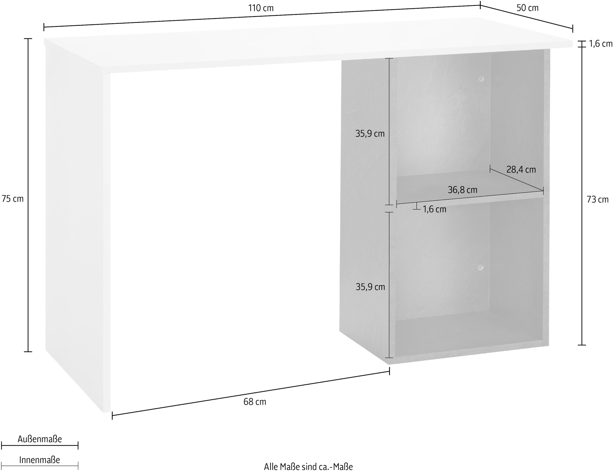 INOSIGN Schreibtisch »Conti«, Computertisch, modernes zweifarbiges Design, Breite 110 cm