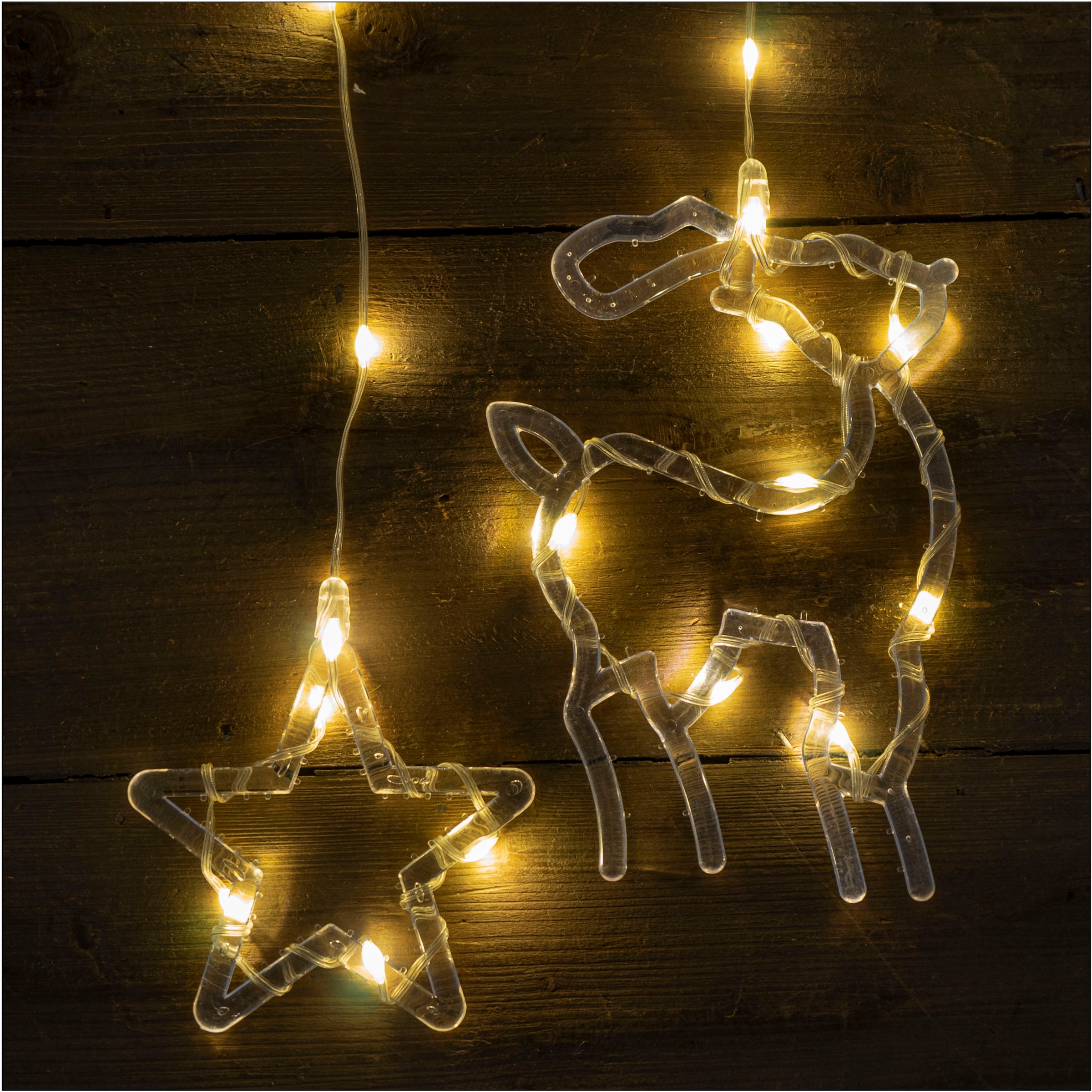 NOOR LIVING LED-Lichterkette »Weihnachtszeit«, mit Stern- und Rentierbeleuchtung, Batteriebetrieb