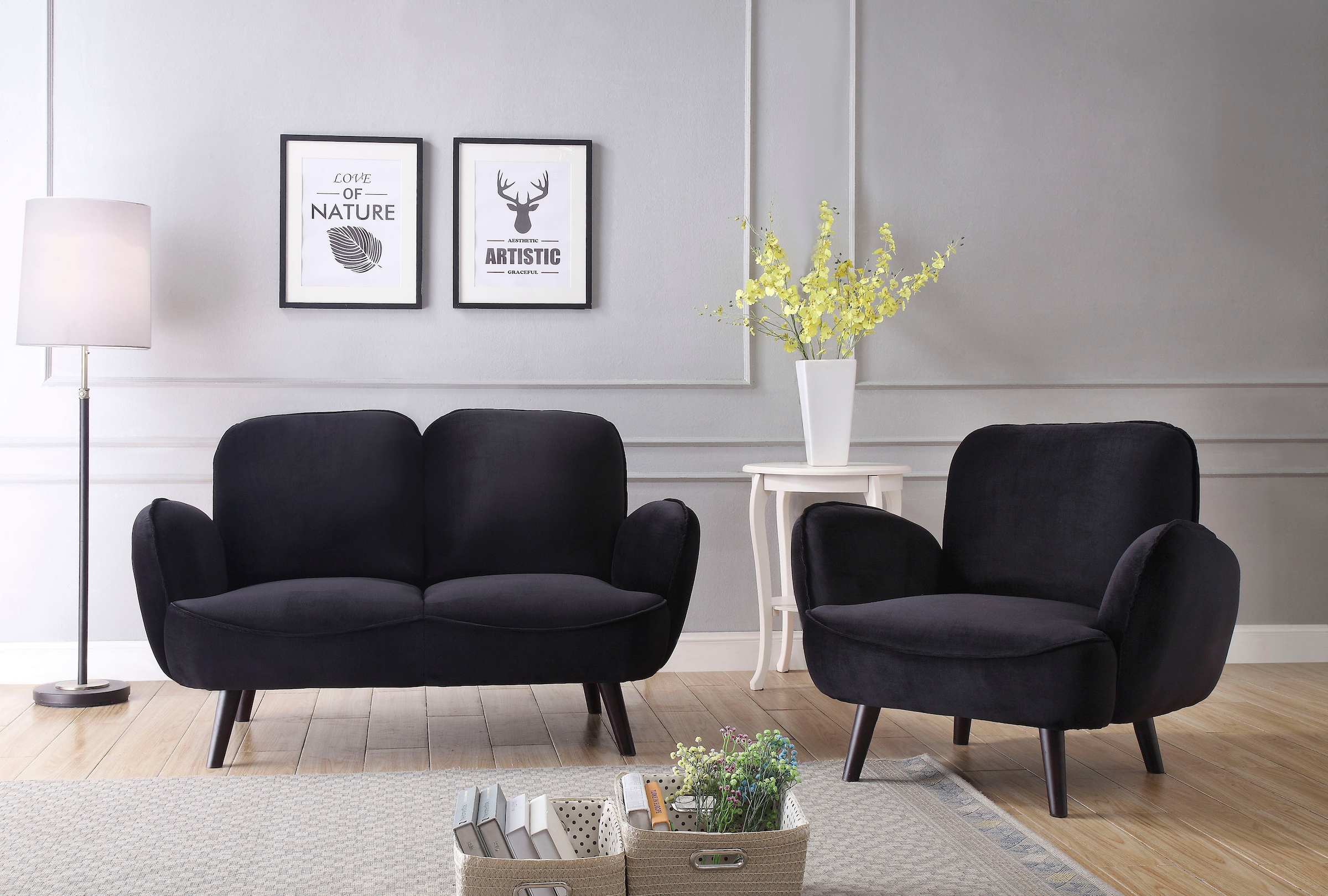 ATLANTIC home collection 2-Sitzer »Ben«, mit Wellenunterfederung, Massivholzfüße, frei im Raum stellbar