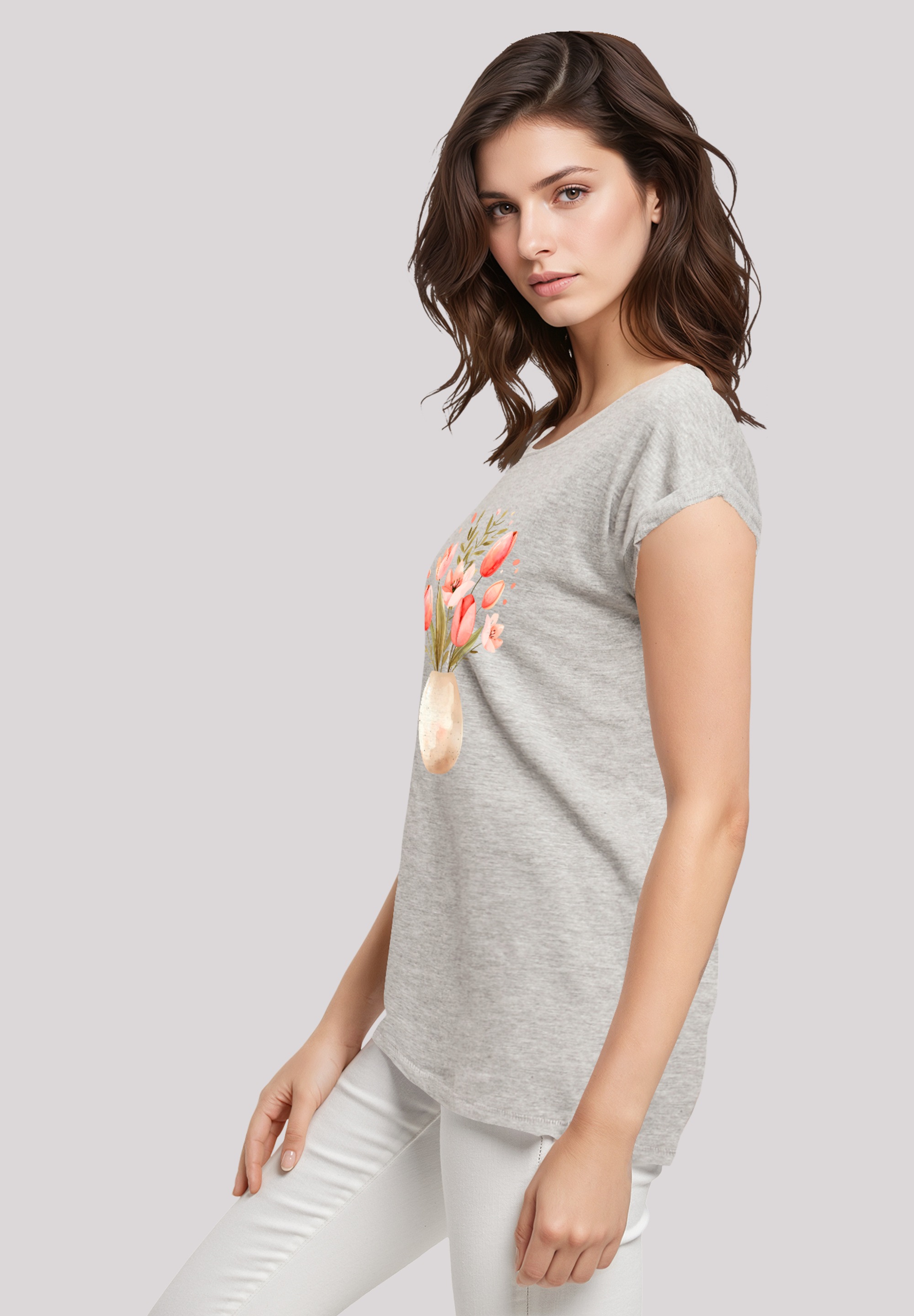 F4NT4STIC T-Shirt »Rosa Frühlingsblumenstrauß in Vase«, Premium Qualität