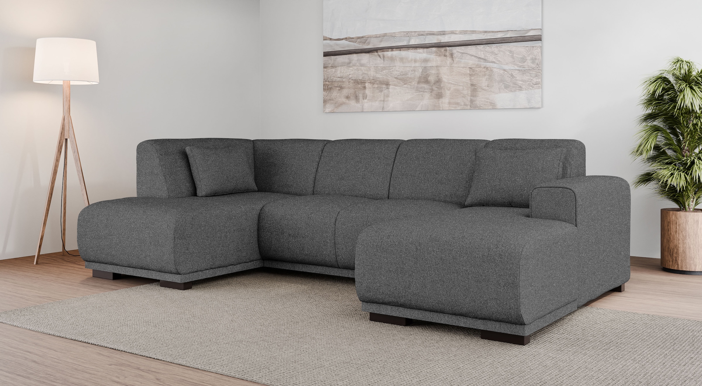 OTTO home Wohnlandschaft "BORNHOLM U-Form mit Recamiere rechts/links, B/T/H: 300/162/85 cm" U-Form mit Wellenunterfederung, Recamiere rechts oder links bestellbar