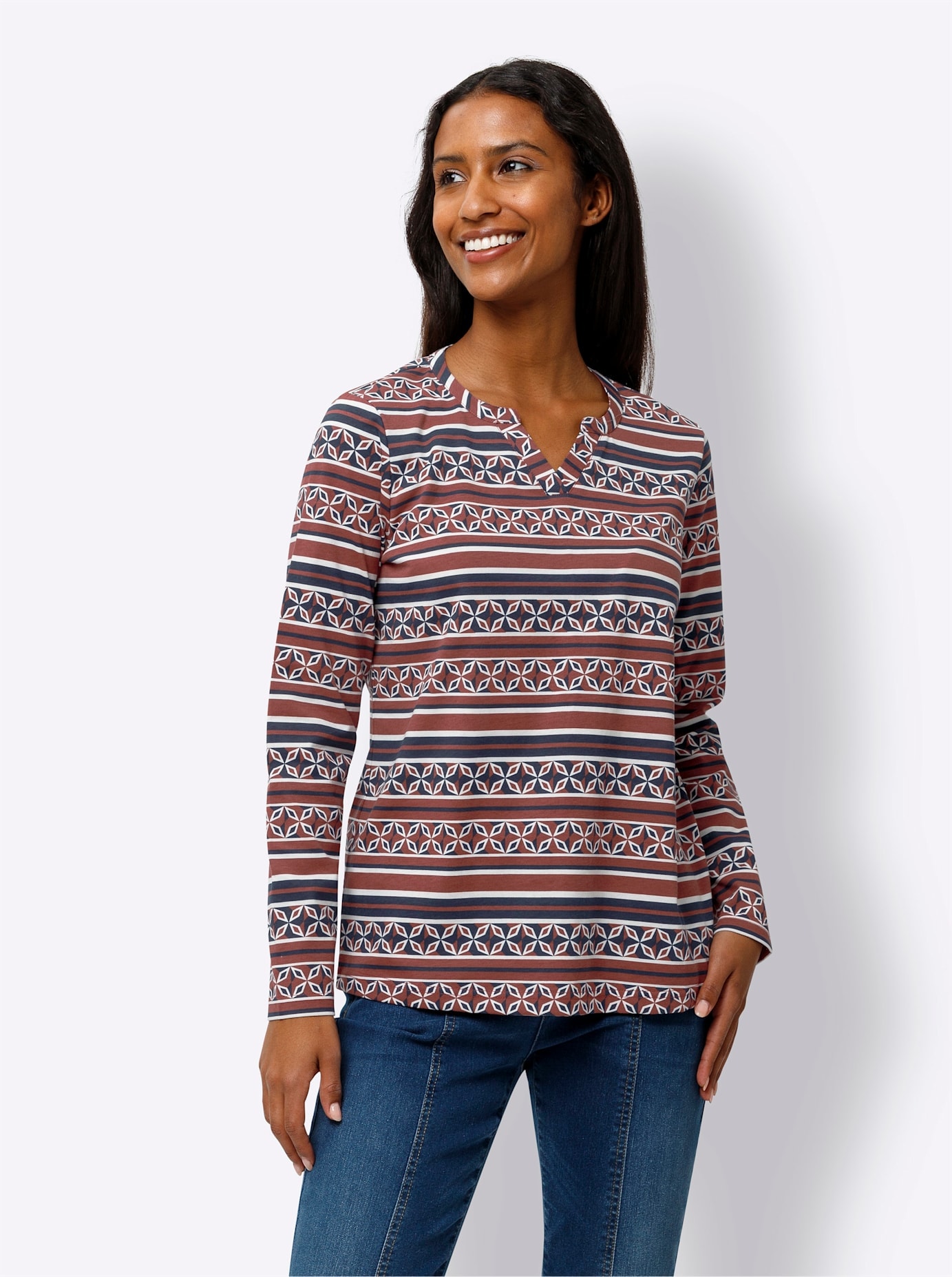 heine Langarmshirt "Druck-Shirt", 1 Stk. günstig online kaufen