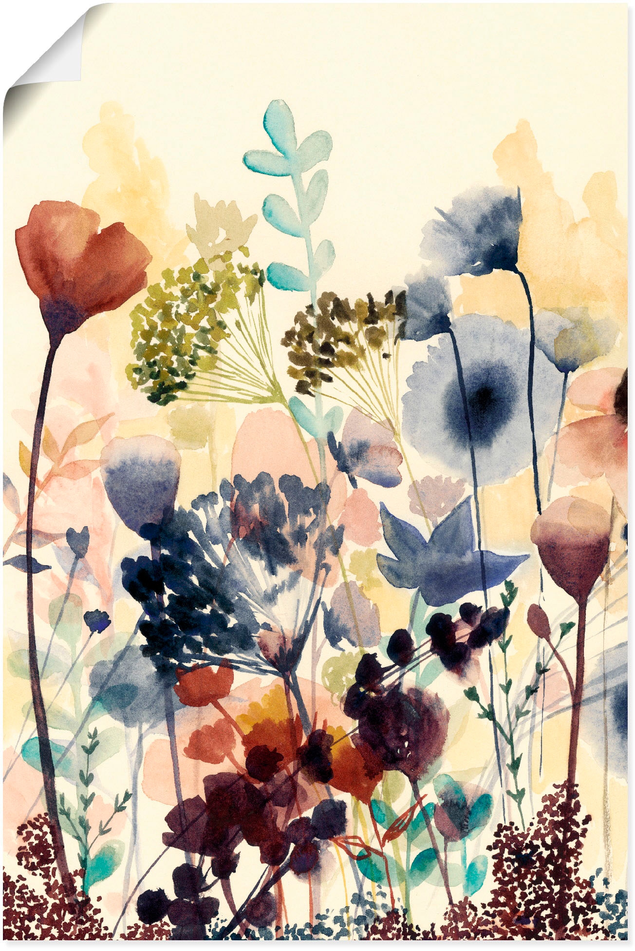 Wandbild »Sonnengetrocknete Blüten I«, Blumenwiese, (1 St.), als Alubild, Outdoorbild,...