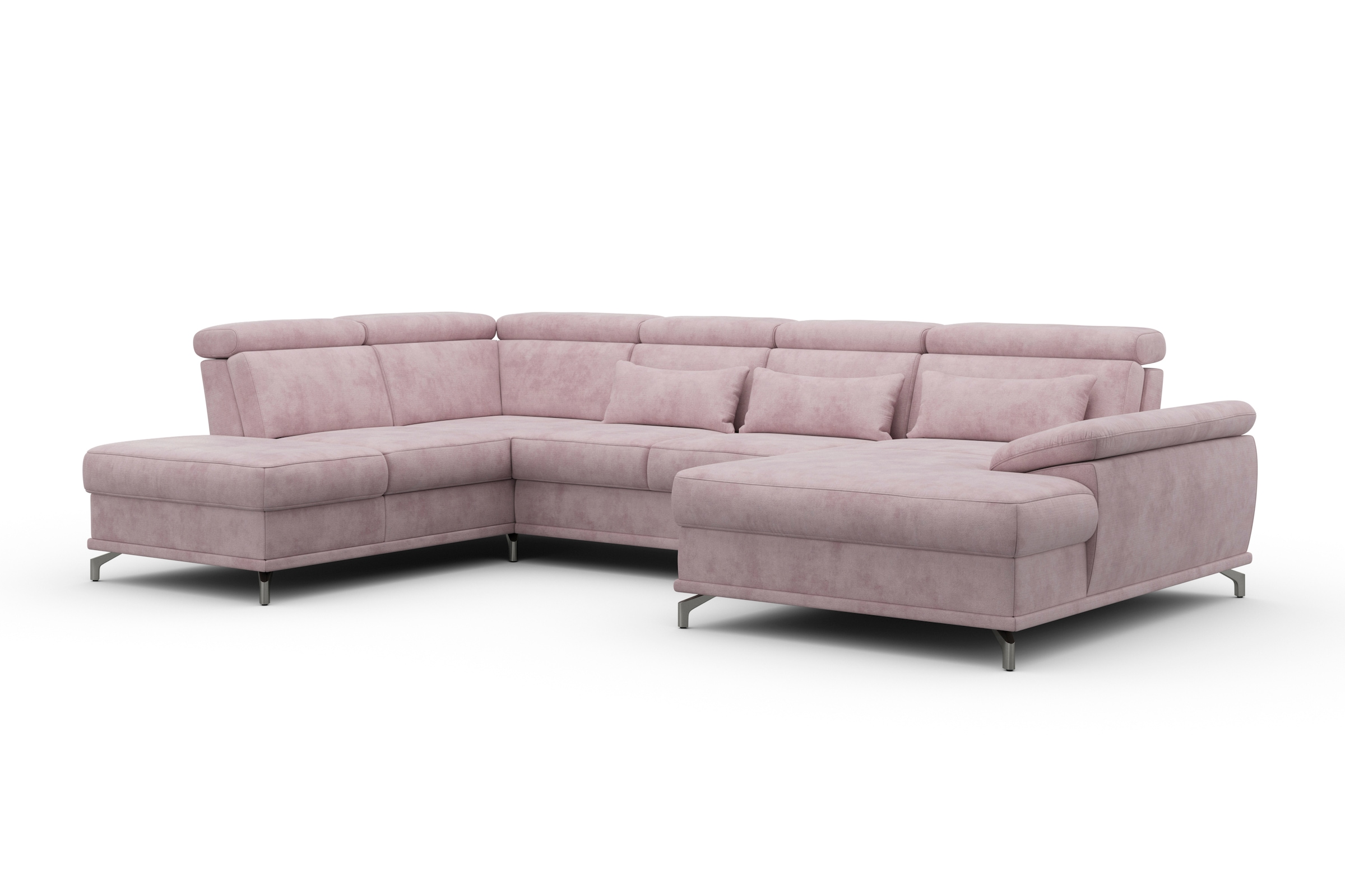 sit&more Wohnlandschaft »Cabrio U-Form, mit Sitztiefenverstellung, Arm- und Kopfteilverstellung«, 3 Nierenkissen, Federkern, optional Bettfunktion und Stauraum