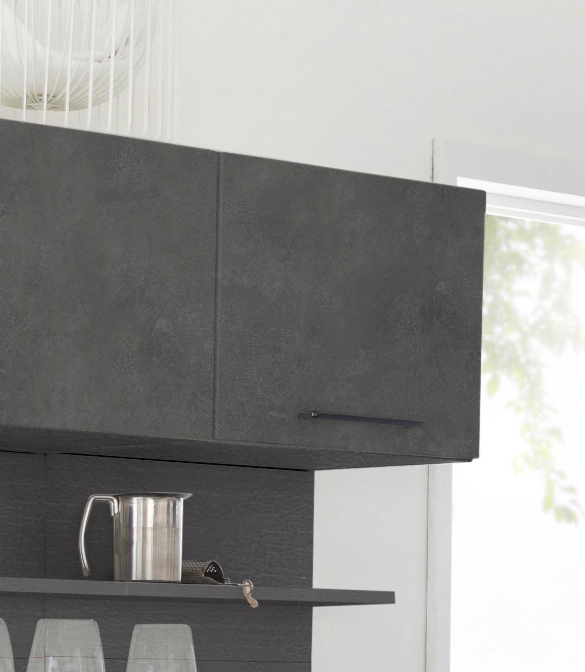 Thumbnail - KOCHSTATION "KS-Tulsa" 40 cm breit, mit 1 Klappe, schwarzer Metallgriff, MDF Front