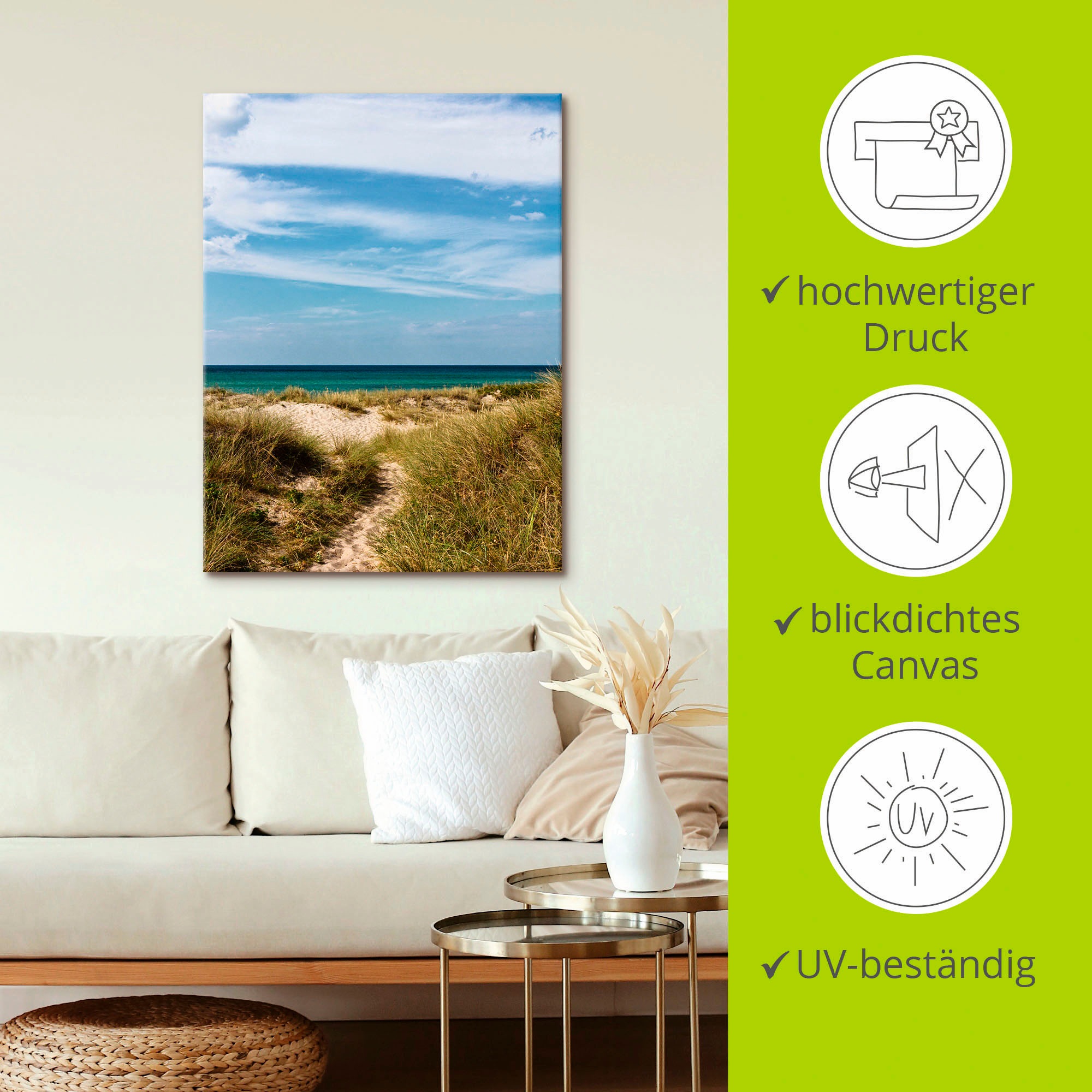 Artland Leinwandbild »In den Dünen Dänemarks I«, Strand, (1 St.), auf Keilrahmen gespannt
