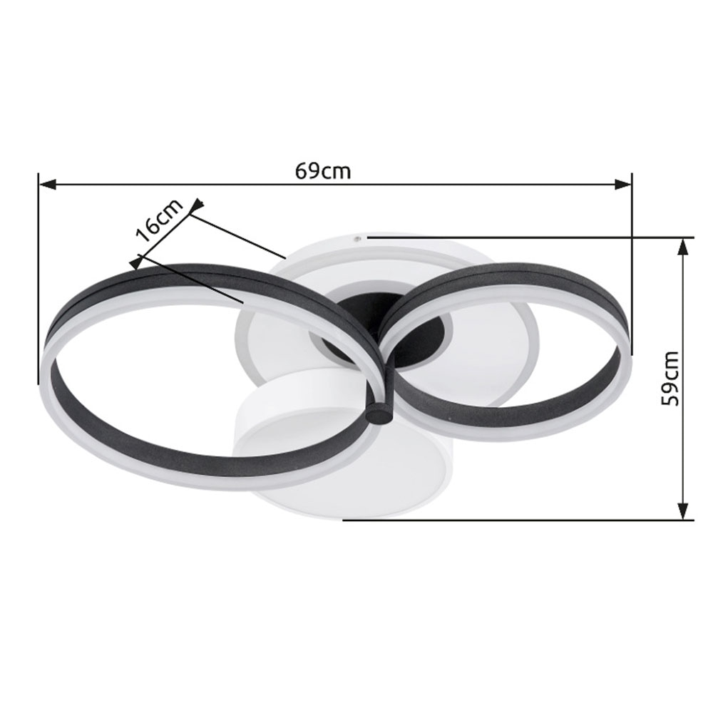 GLOBO LIGHTING LED Deckenleuchte »JACK«, Leuchtmittel LED-Modul | LED fest integriert, Deckenlampe/rund/Wohnzimmer/Schlafzimmer/modern