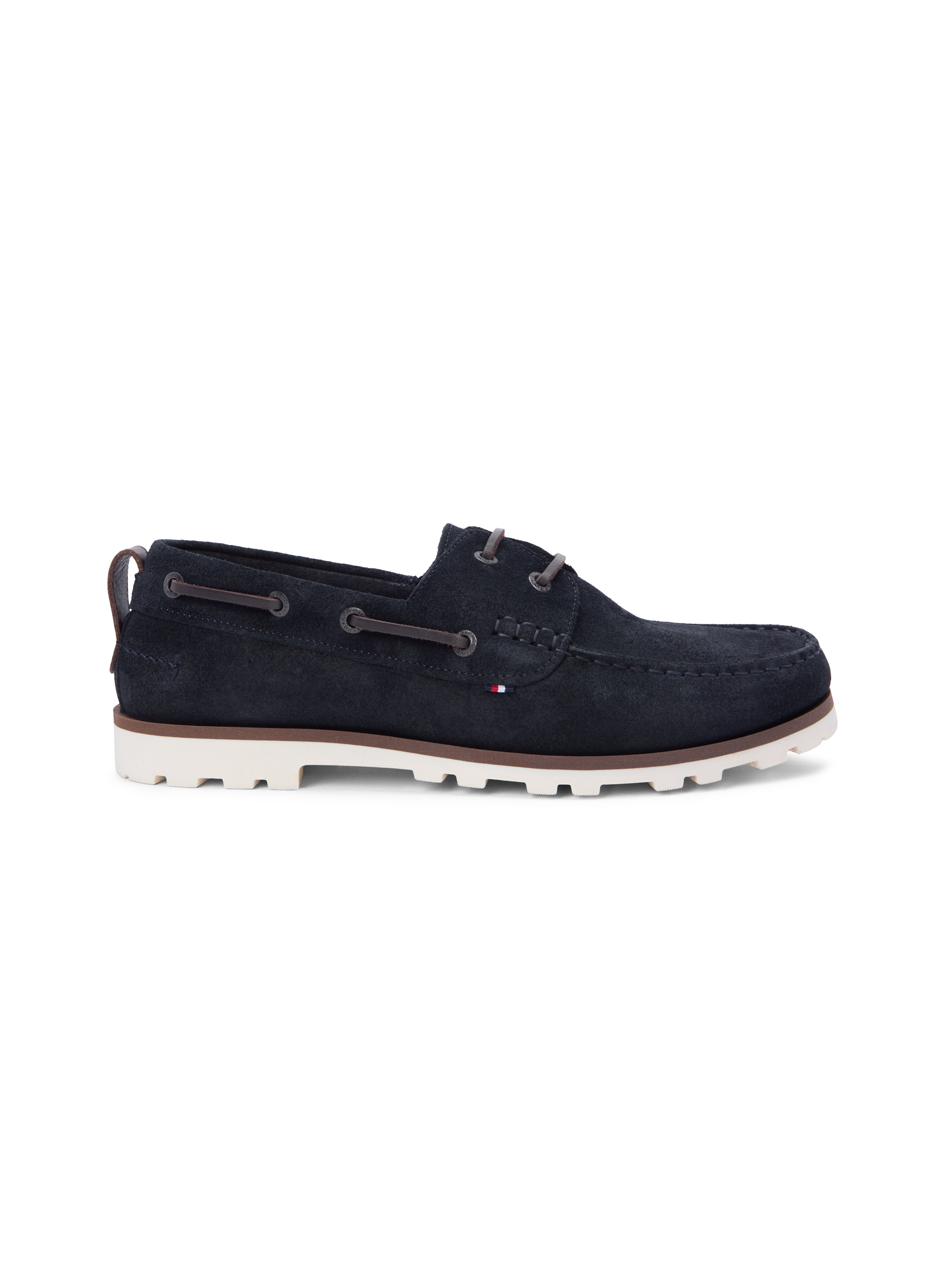 Bootsschuh TOMMY HILFIGER "HILIFGER LIGHT SDE BOAT SHOE", Herren, Gr. 41, dunkelblau, Veloursleder, unifarben, Schuhe Bootsschuh, Schnürschuh, Halbschuh mit Durchzügen und Ösen 2