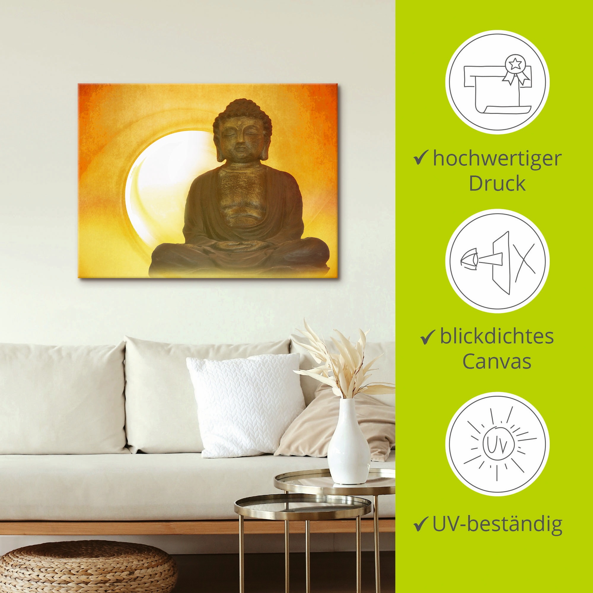 Artland Wandbild »Buddha 2«, Religion, (1 St.), als Leinwandbild, Poster, Wandaufkleber in verschied. Größen