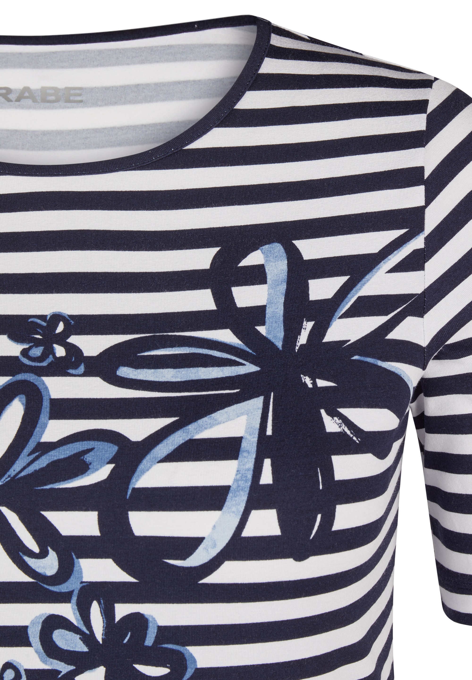 Rabe Rundhalsshirt, im Streifen-Design und mit floralem Muster