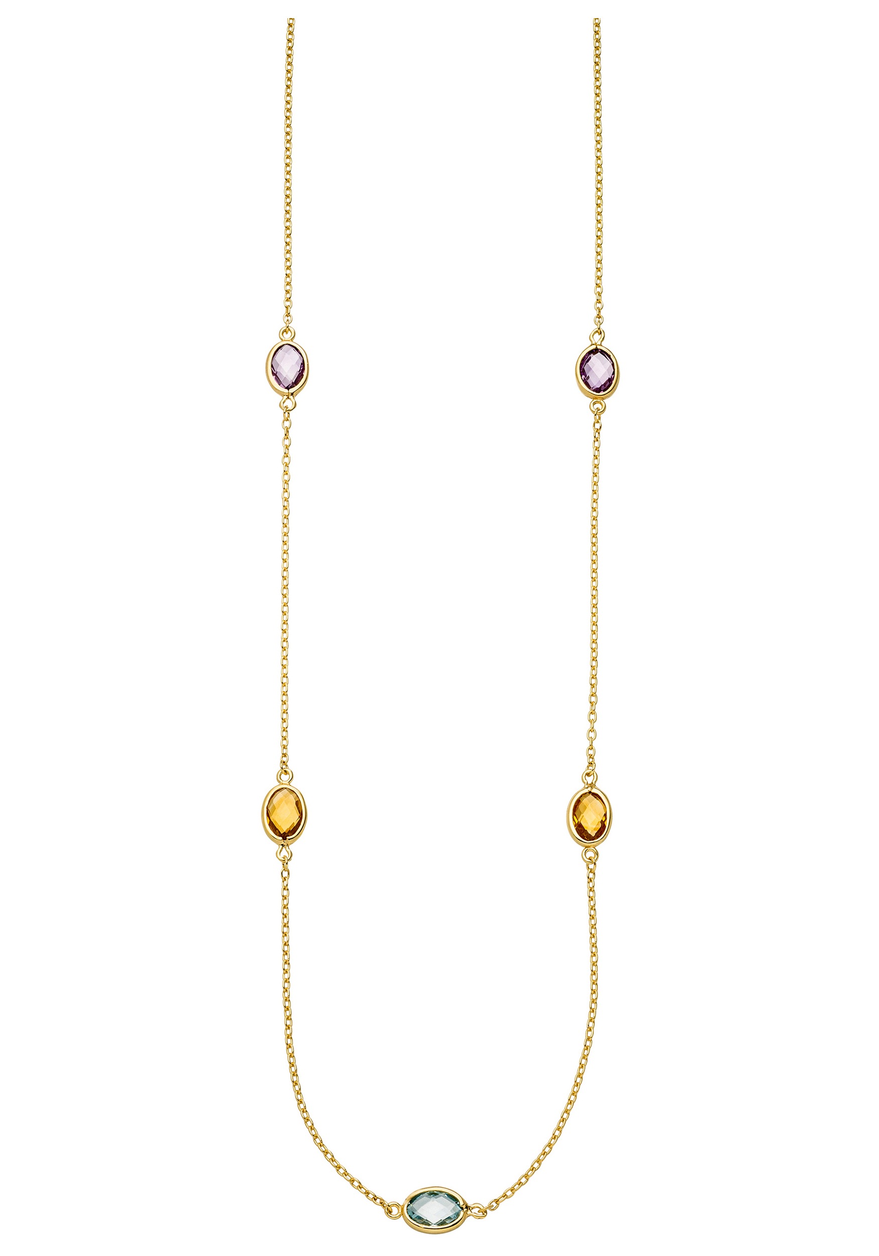 JOBO Collier, 585 Gold mit Amethyst Blautopas Citrin