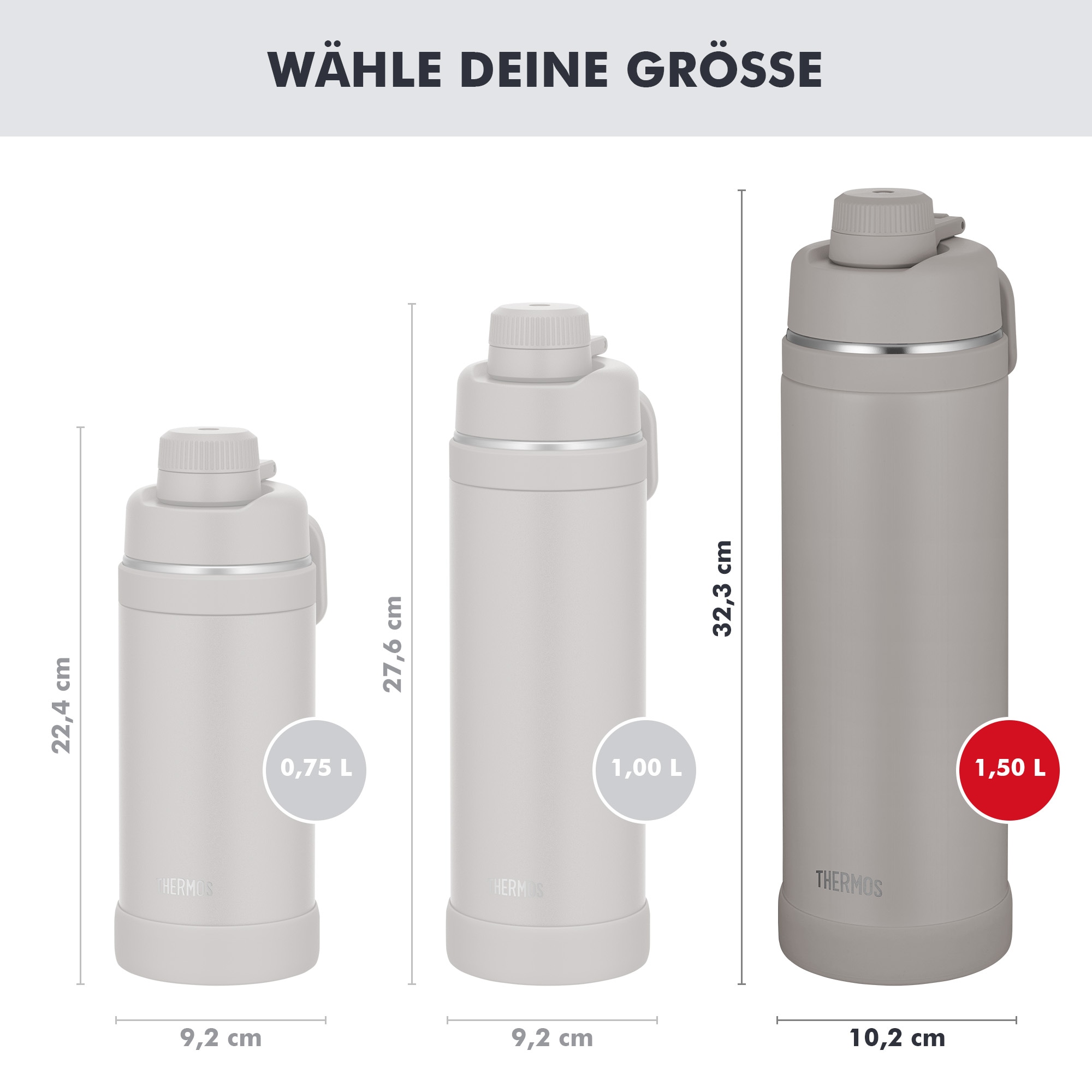 THERMOS Isolierflasche »ULTRALIGHT MAX BOTTLE, doppelwandiger Edelstahl, spülmaschinenfest« 1,50 l, 24h kalt & 12h heiß, mit Tragegriff und Trinköffnung
