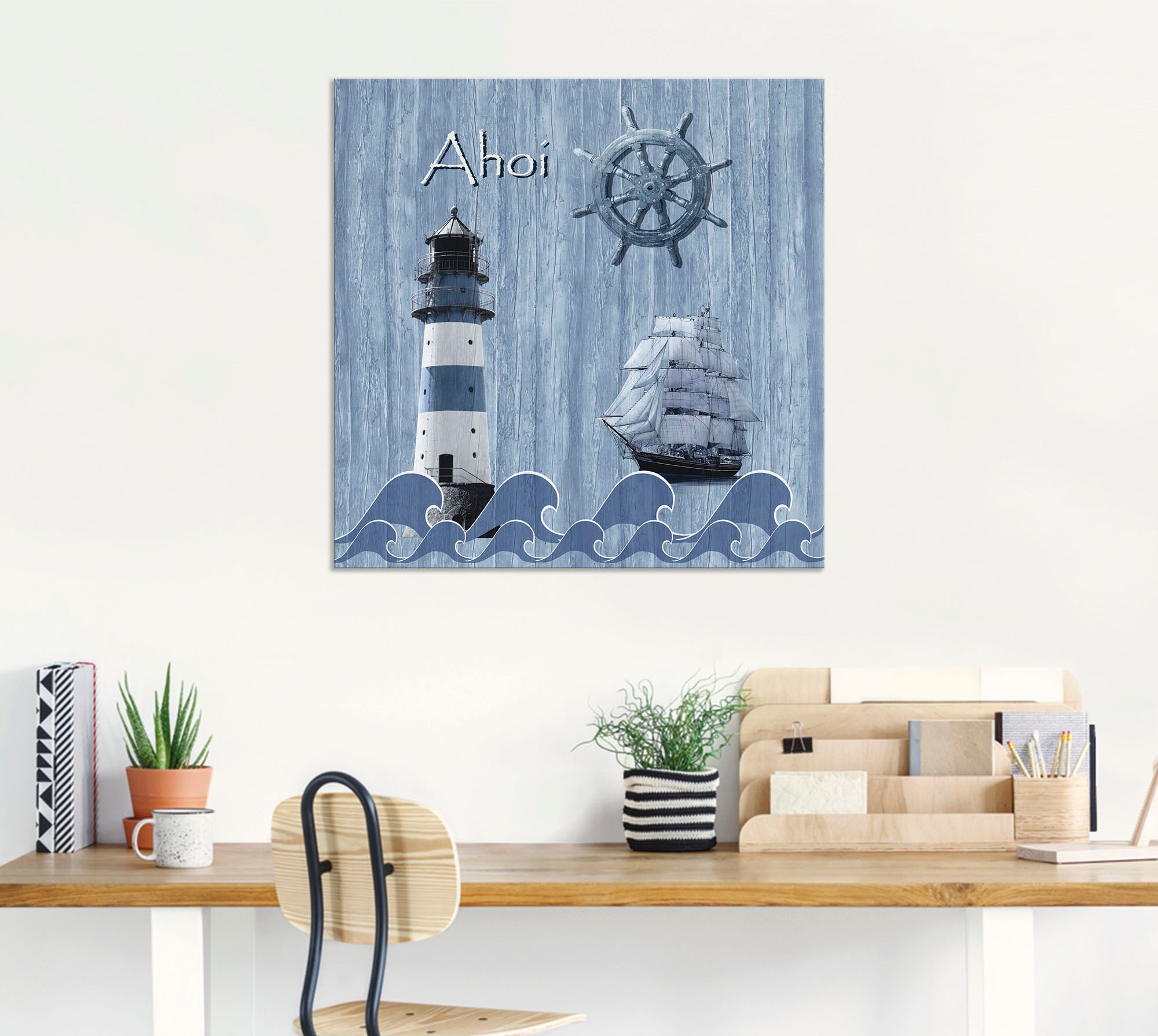 Artland Wandbild »Ahoi im maritimen Blau«, Küste, (1 St.), als Alubild, Outdoorbild, Leinwandbild, Poster, Wandaufkleber