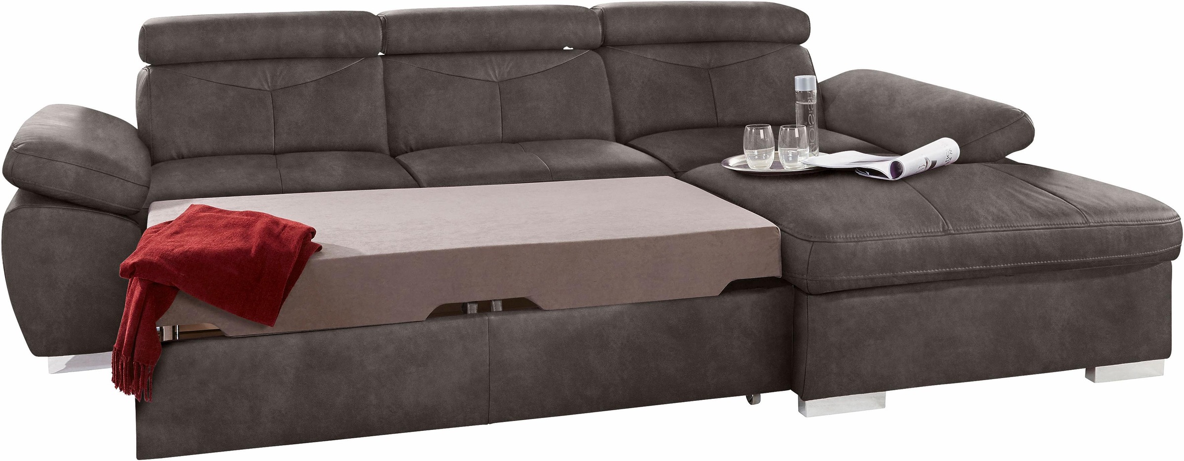 exxpo - sofa fashion Ecksofa »Spring, super bequem, mit Armteil- und Kopfteilfunktion, OTTOs Choice«, L-Form, wahlweise mit Bettfunktion und Bettkasten
