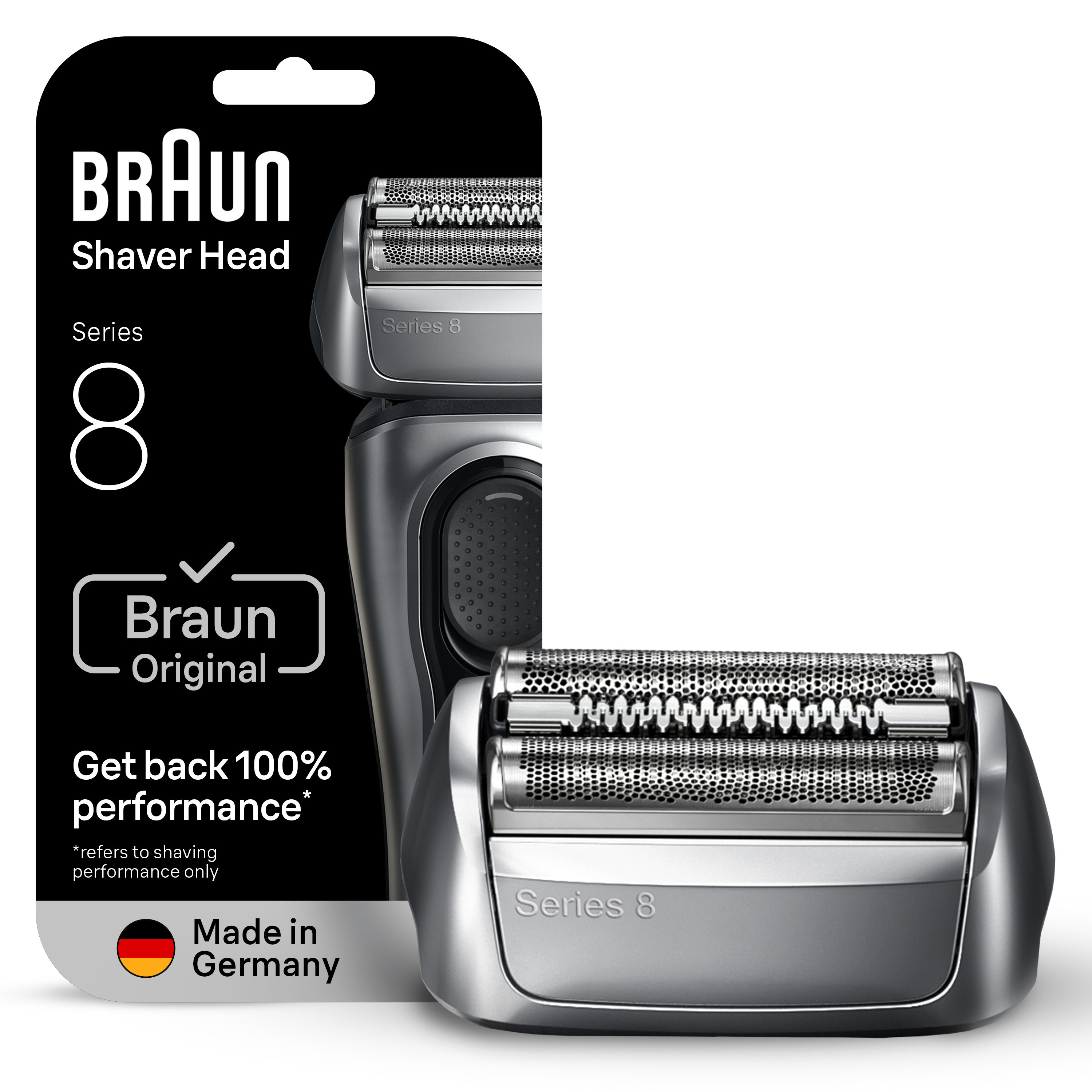 BRAUN Ersatzscherkopf "Series 8 83M", silber, Scherköpfe, Kompatibel mit allen Series 8 Rasierern, ORIGINAL vom Hersteller
