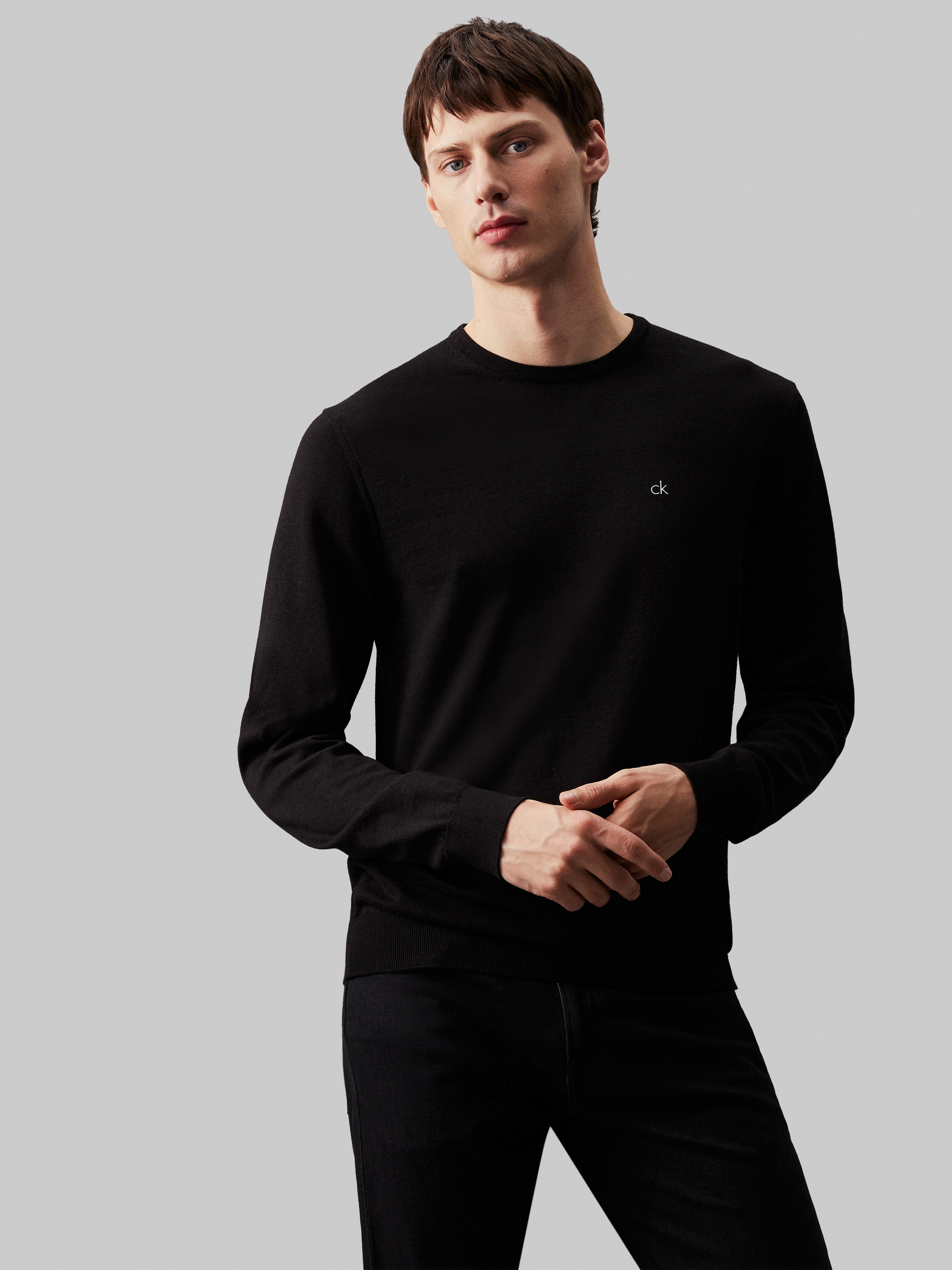 Calvin Klein Rundhalspullover "COTTON SILK BLEND CN SWEATER", mit Logoprägu günstig online kaufen