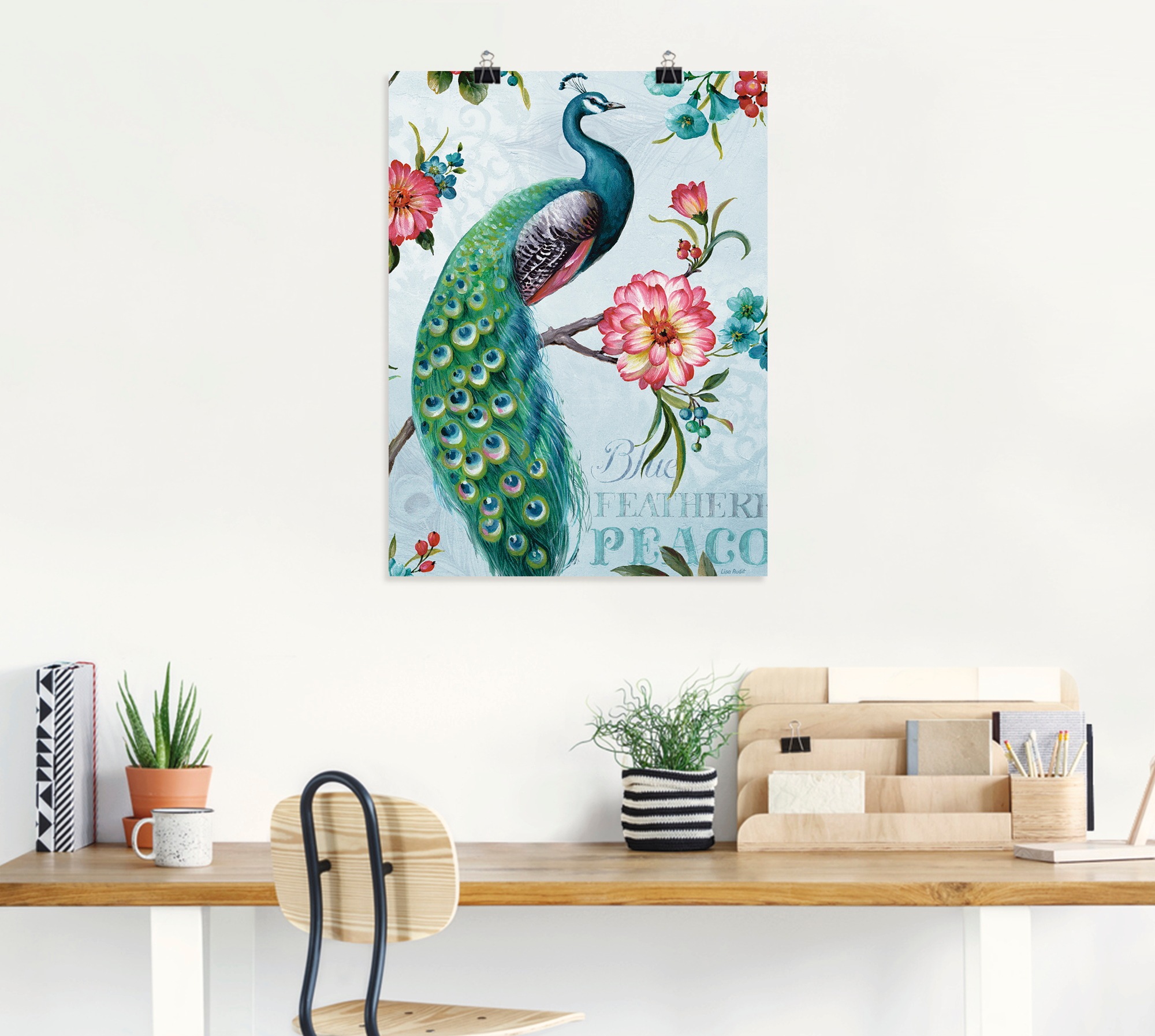 Artland Wandbild "Blau gepfederter Pfau", Vögel, (1 St.), als Leinwandbild, günstig online kaufen