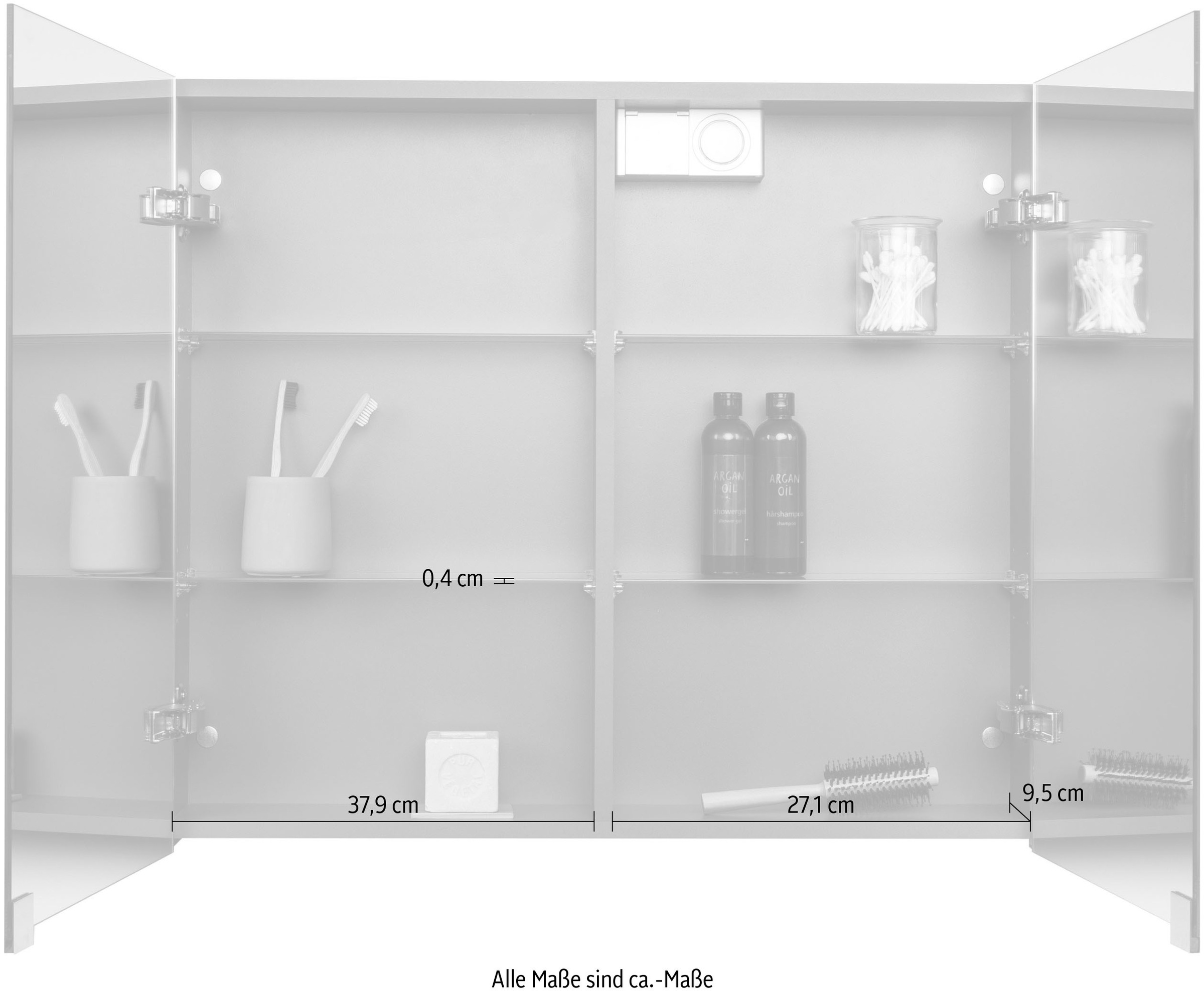 welltime Spiegelschrank »Ahus«, Mit Soft-Close-Funktion, inklusive Beleuchtung, Breite 100 cm, FSC®