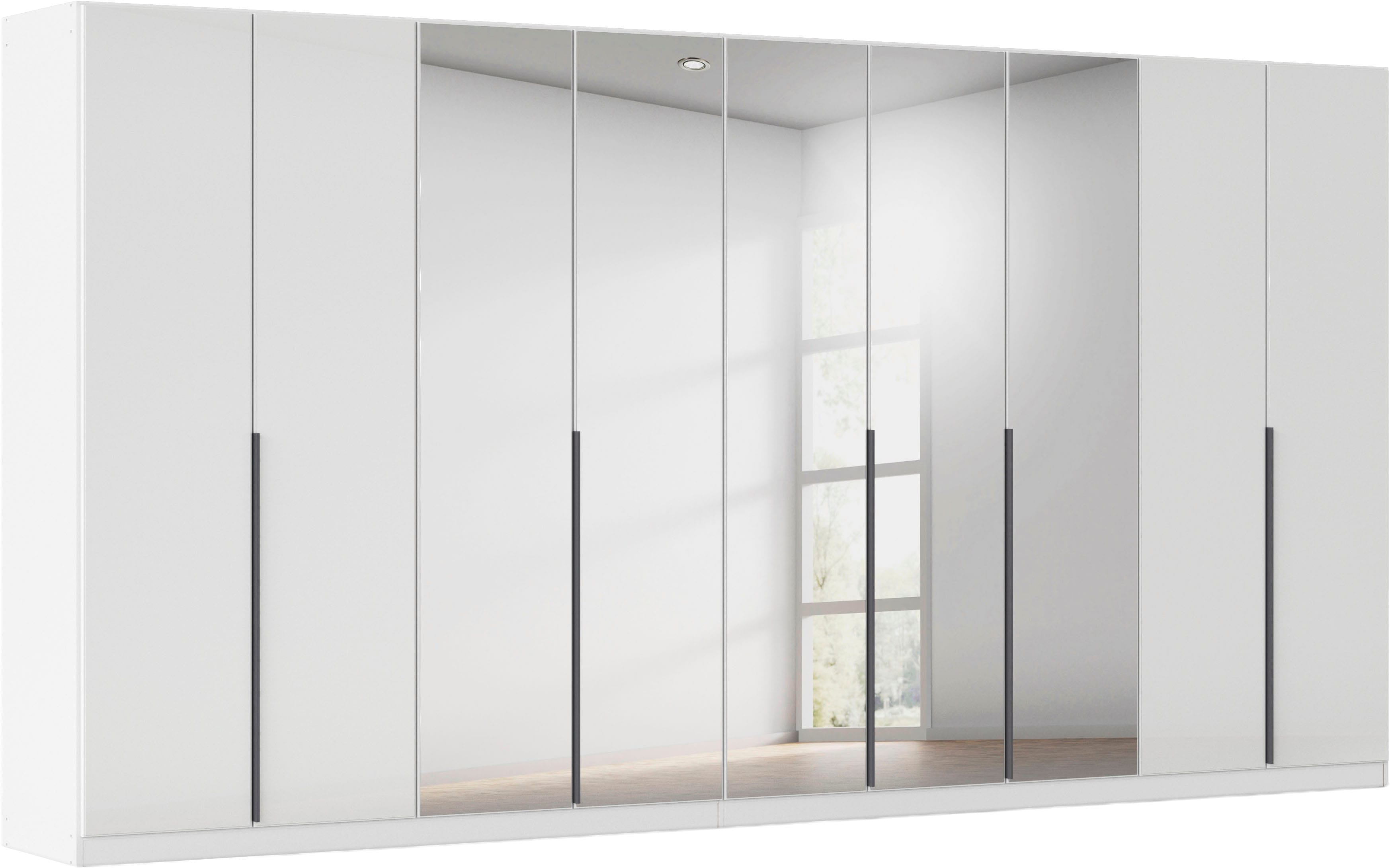 OTTO home Drehtürenschrank "Kleiderschrank Schrank Garderobe AGORDO mit Glasfront und Spiegel" in zwei Griff-Farben, Breiten 91-405 cm, durchdachte Innenausstattung, in 8 Breiten und 2 Höhen MADE IN GERMANY