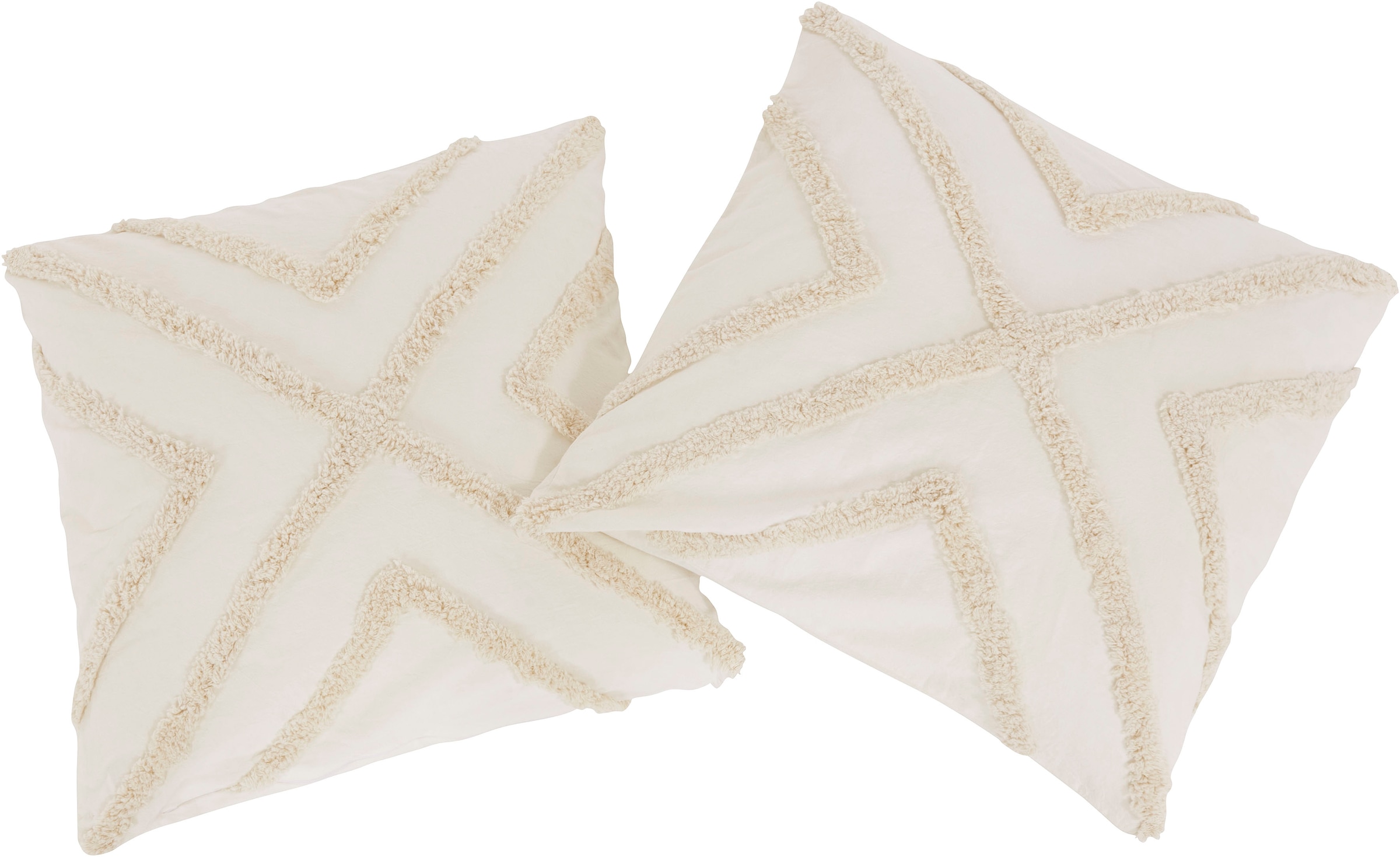 Dekokissen, B:50cm L:50cm, beige, LEGER HOME BY LENA GERCKE, Baumwolle, Dekokissen_Sitzkissen_Kissenhüllen, "Sidonie", 2-er Set, Hoch-Tief Design,