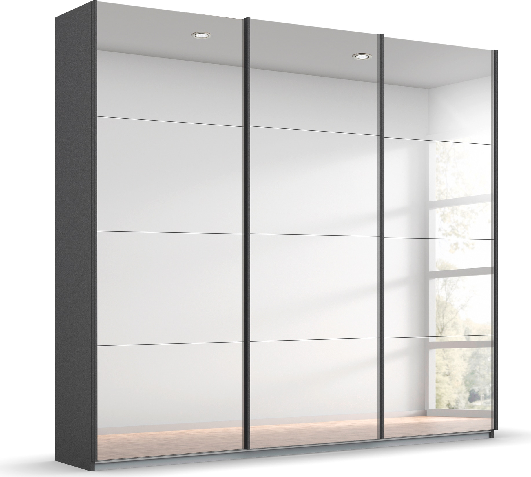 rauch Schwebetürenschrank »Kleiderschrank Schrank Garderobe Wäscheschrank Ankleide OTELI« Breiten 203/271/315/360 cm Höhen 210/229 cm,  mit Spiegelfront, inkl. 3 Innenschubladen MADE IN GERMANY