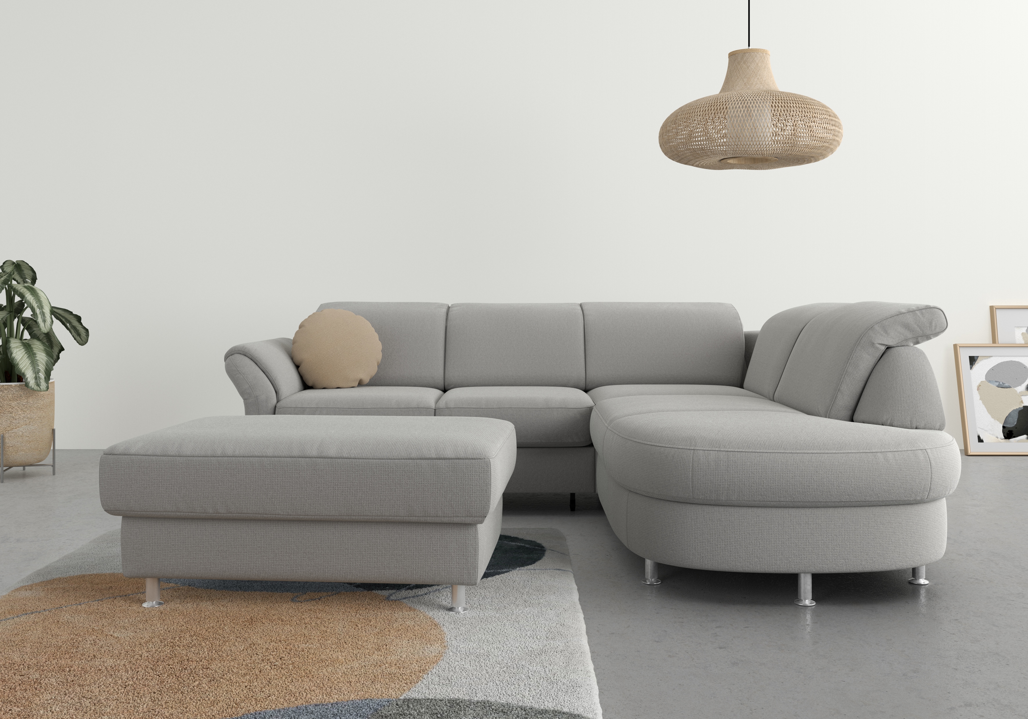 sit&more Ecksofa "Apulia L-Form" wahlweise Schlaffunktion, Bettkasten und Kopf- und Armteilverstellung