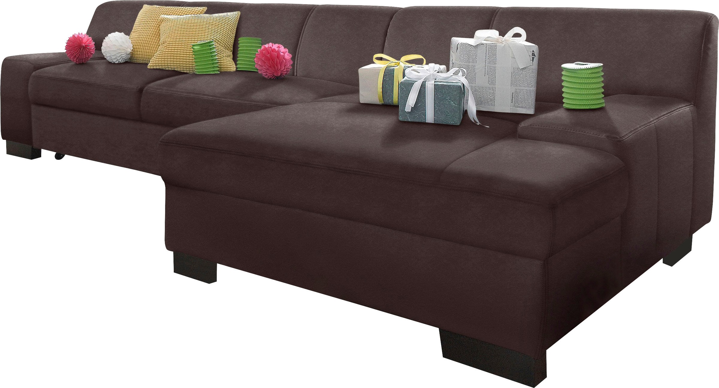 DOMO collection Ecksofa "Norma, elegant & modern, mit flachen Armlehnen, Br günstig online kaufen