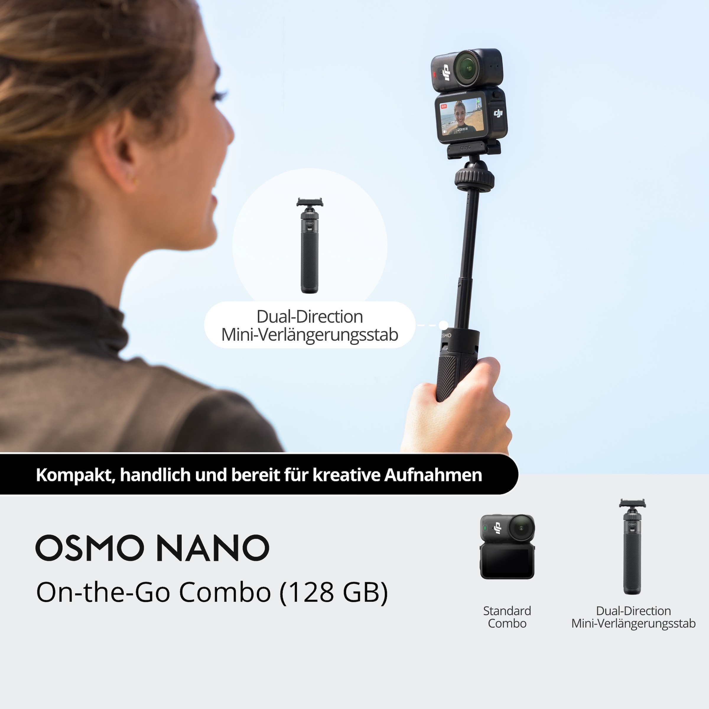 DJI Action Cam »Osmo Nano On-the-Go Combo (128 GB)« 4K Ultra HD Bluetooth 8 fachx opt. Zoom