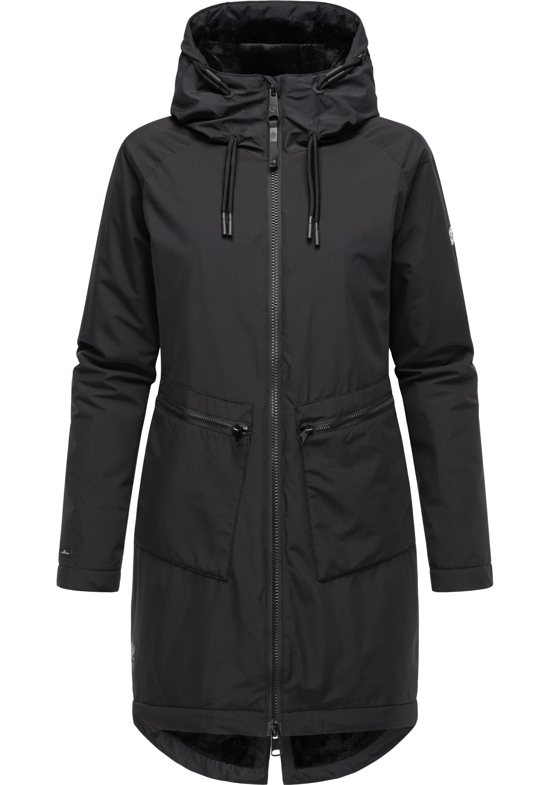 Ragwear Kurzmantel »Holstic«, Wasserdichter Damen Wintermantel mit Kunstfell am Kragen