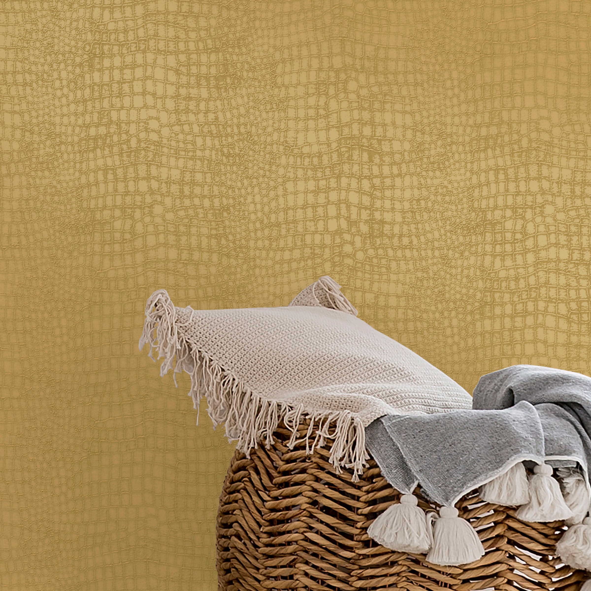 Superfresco Easy Vliestapete »Superfresco Easy Vliestapete Krokodil Gold«, animal print, Superfresco Easy Vliestapete Krokodil Gold