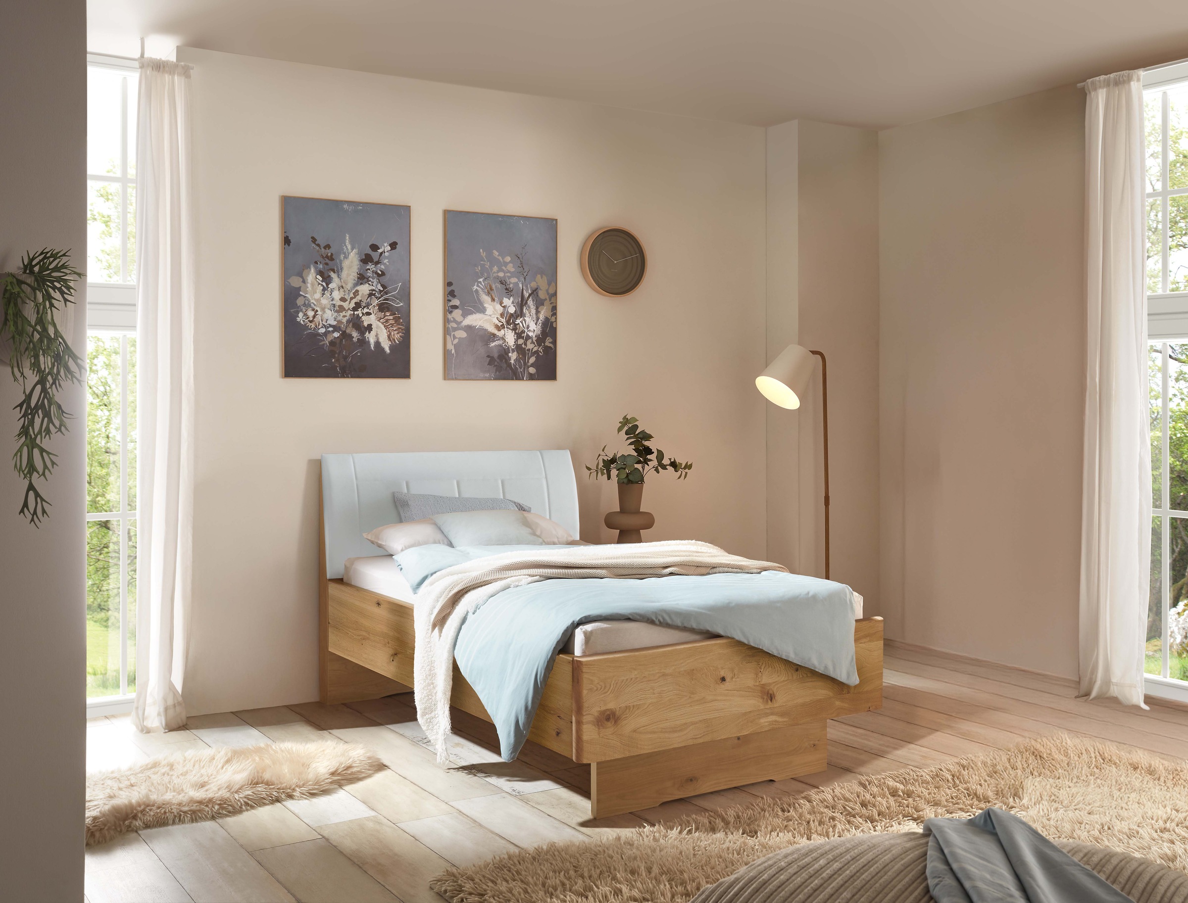 WIEMANN Holzbett "Cardiff, Bettgestell, Bettrahmen, teilmassiv, mit Polster günstig online kaufen