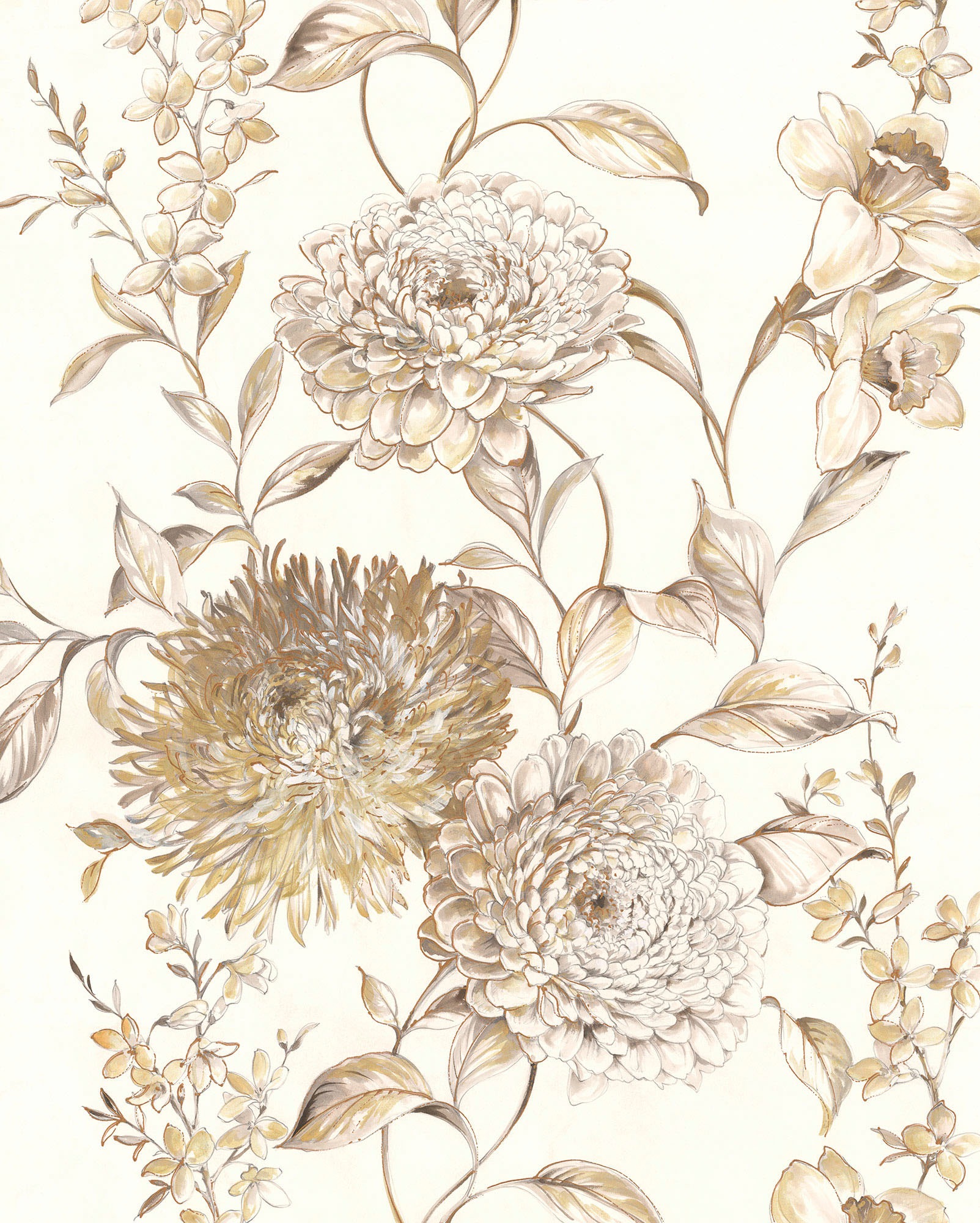 Komar Fototapete »Vlies Fototapete - Vintage Chrysanthemum - Größe 200 x 250 cm«, bedruckt