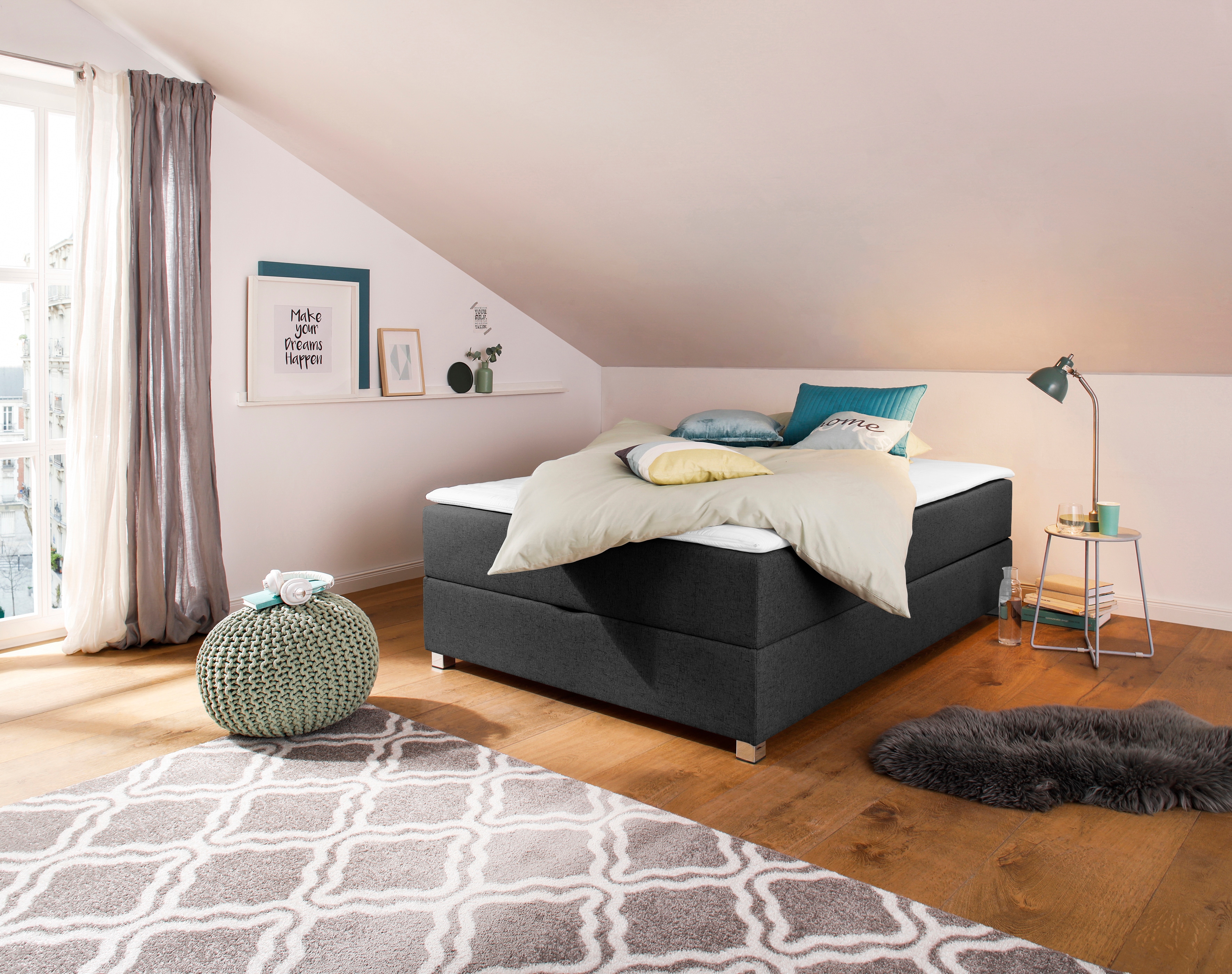 Home affaire Boxbett "Alexis" ohne Kopfteil - ideal für Räume mit Dachschrägen; in 4 Breiten