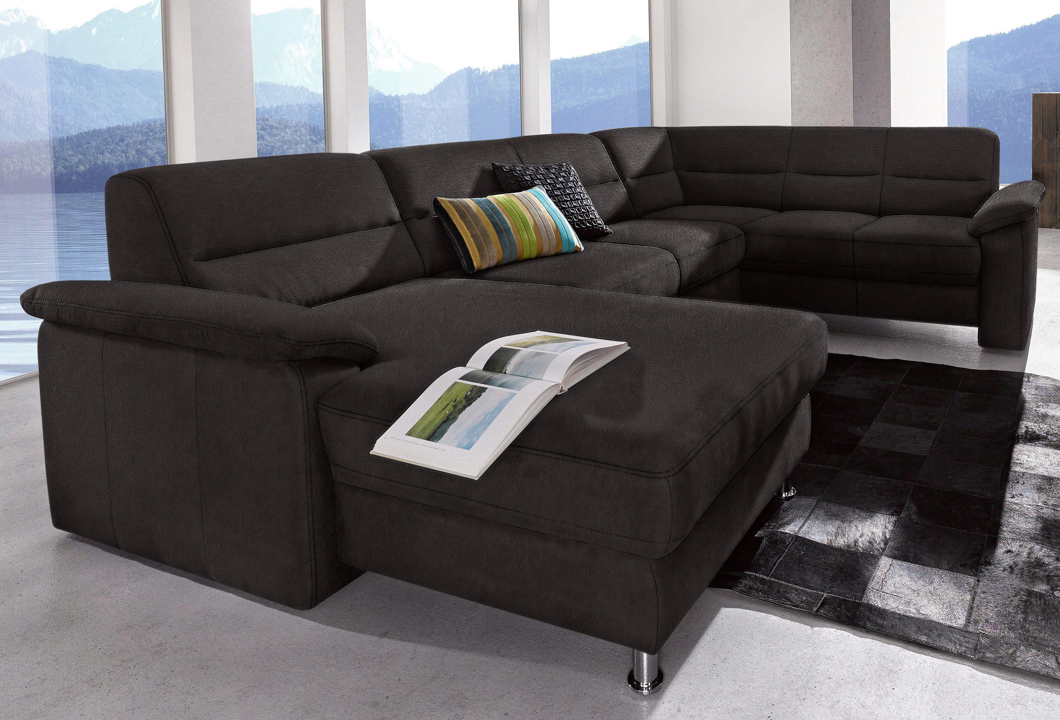 sit&more Wohnlandschaft "Ascara U-Form, B:312cm, klassisches Design, Taschenfederkernpolsterung" inklusive Boxspring/Federkern-Polsterung, wahlweise mit Schlaffunktion