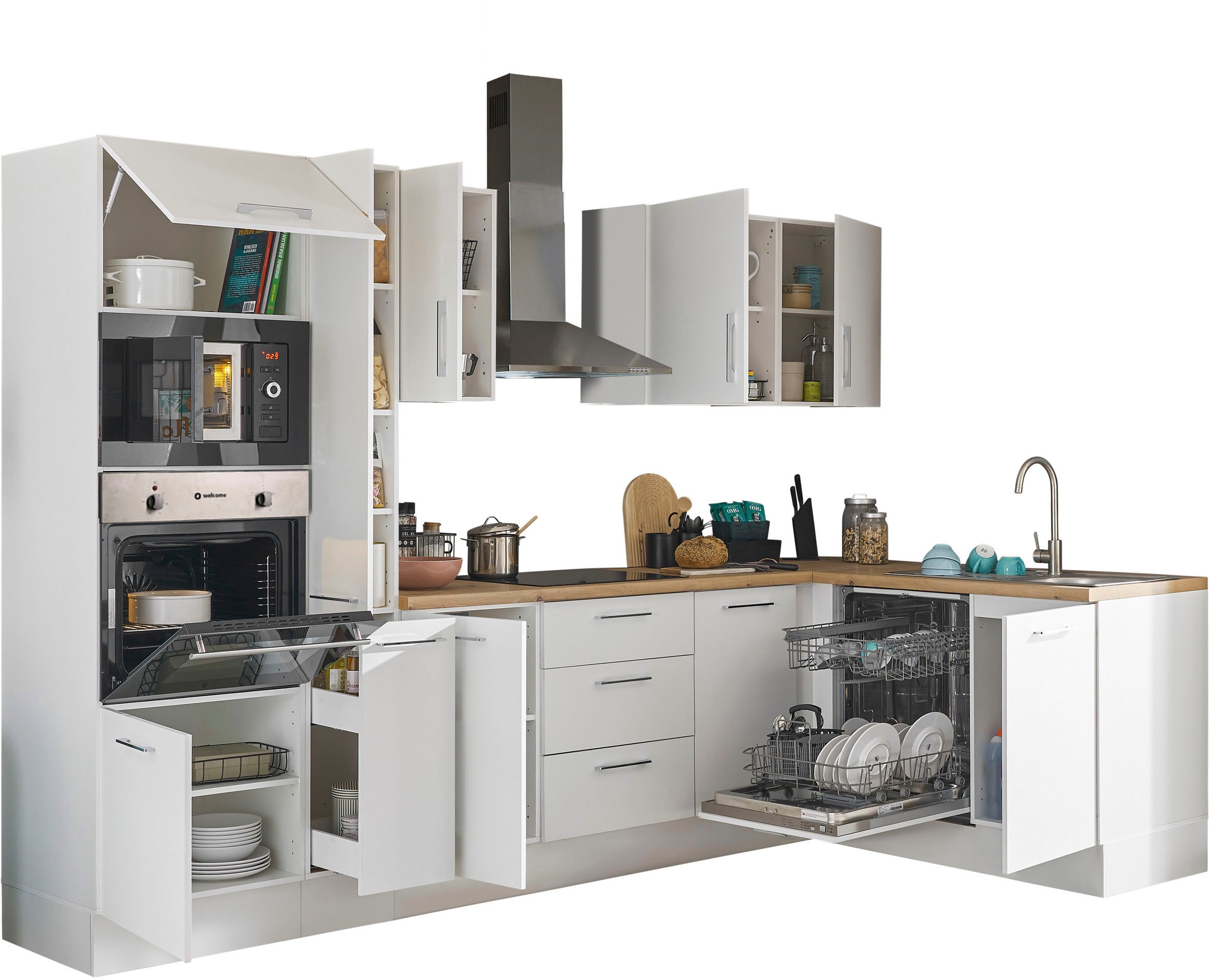 BASIC by Balculina Winkelküche »Turin«, Stellbreite 310x175 cm, wahlweise mit E-Geräten