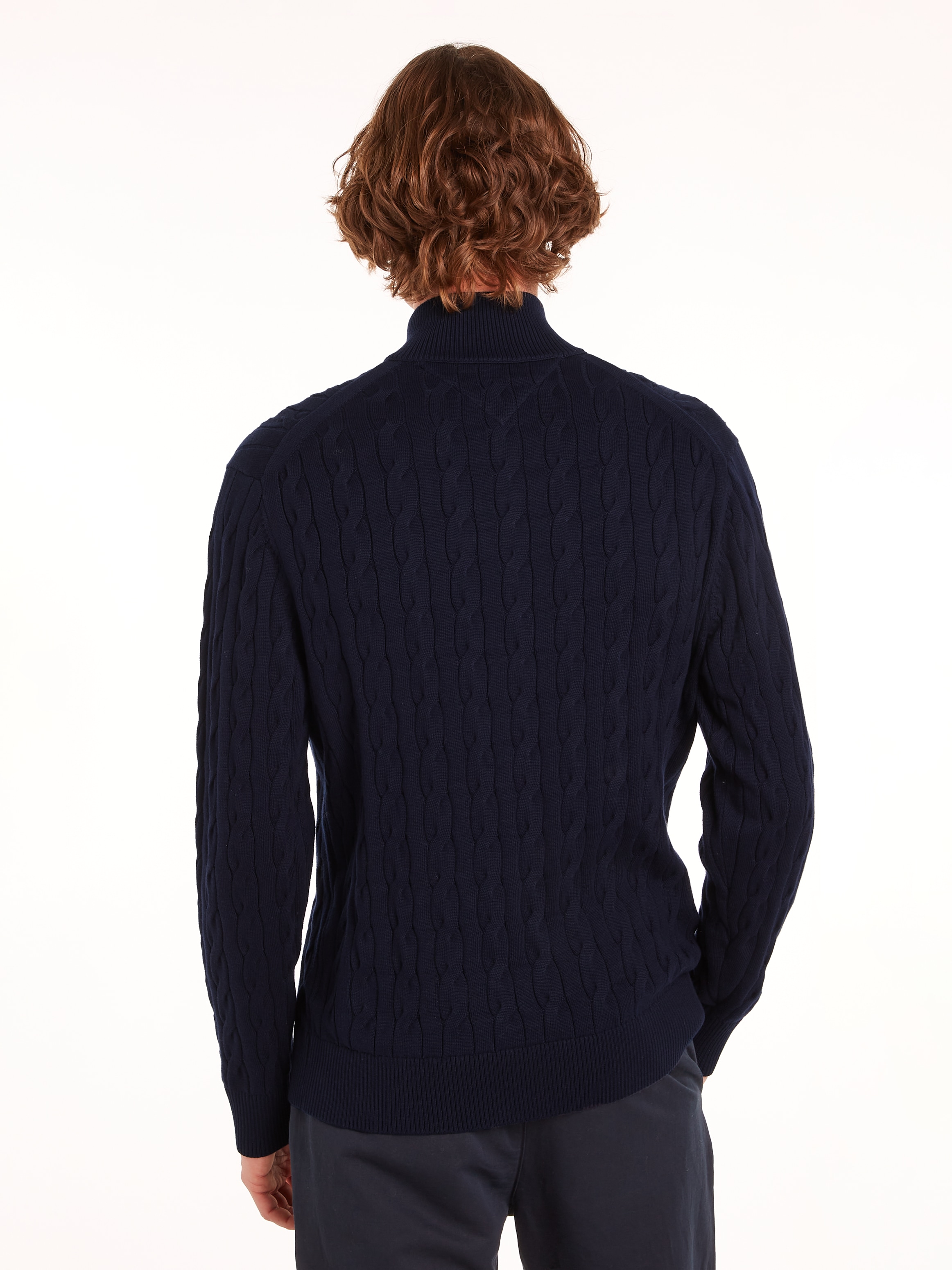 Tommy Hilfiger Strickpullover »CLASSIC COTTON CABLE ZIP MOCK«, mit modischem Zopfmuster