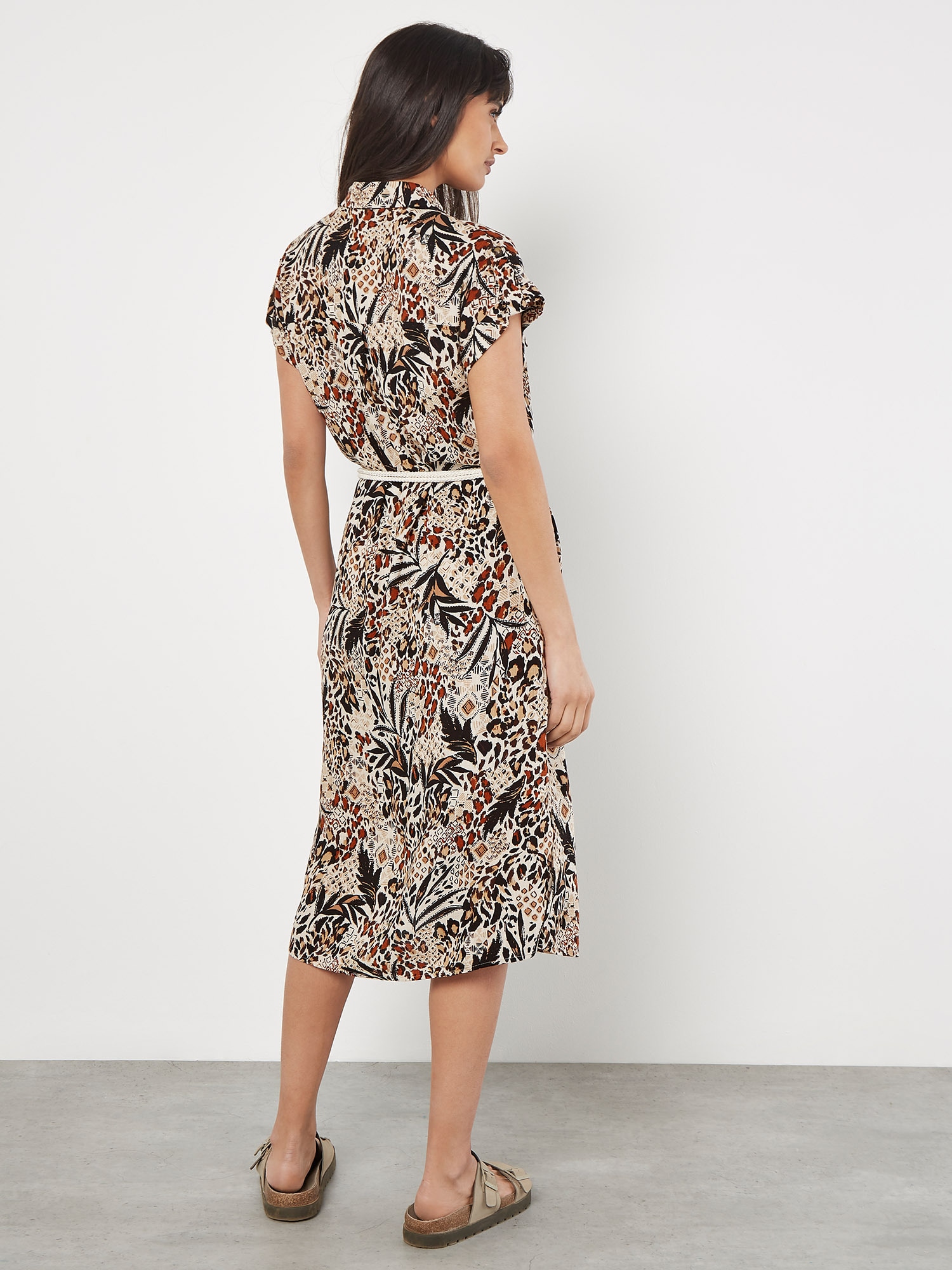 Apricot Midikleid »Mixed Animal Print Shirt Dress« 2 tlg. mit Kordel