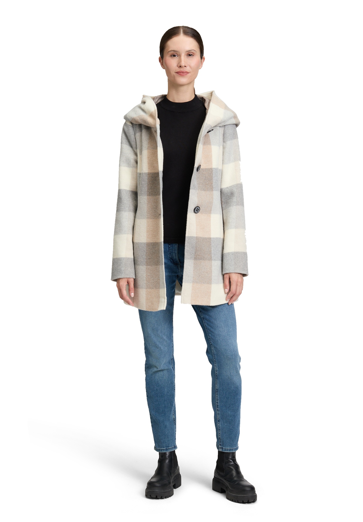 Amber & June Kurzjacke »Amber & June Damen Kurzmantel mit Kapuze«, mit Kapuze