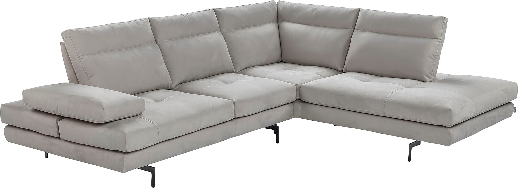 CALIA ITALIA Ecksofa "Toby Wing, B/T: 288/232 cm, Designsofa mit sensationellem Sitzkomfort" L-Form, Sitztiefenverstellung, funktionale Ecke, Füße in schwarz matt